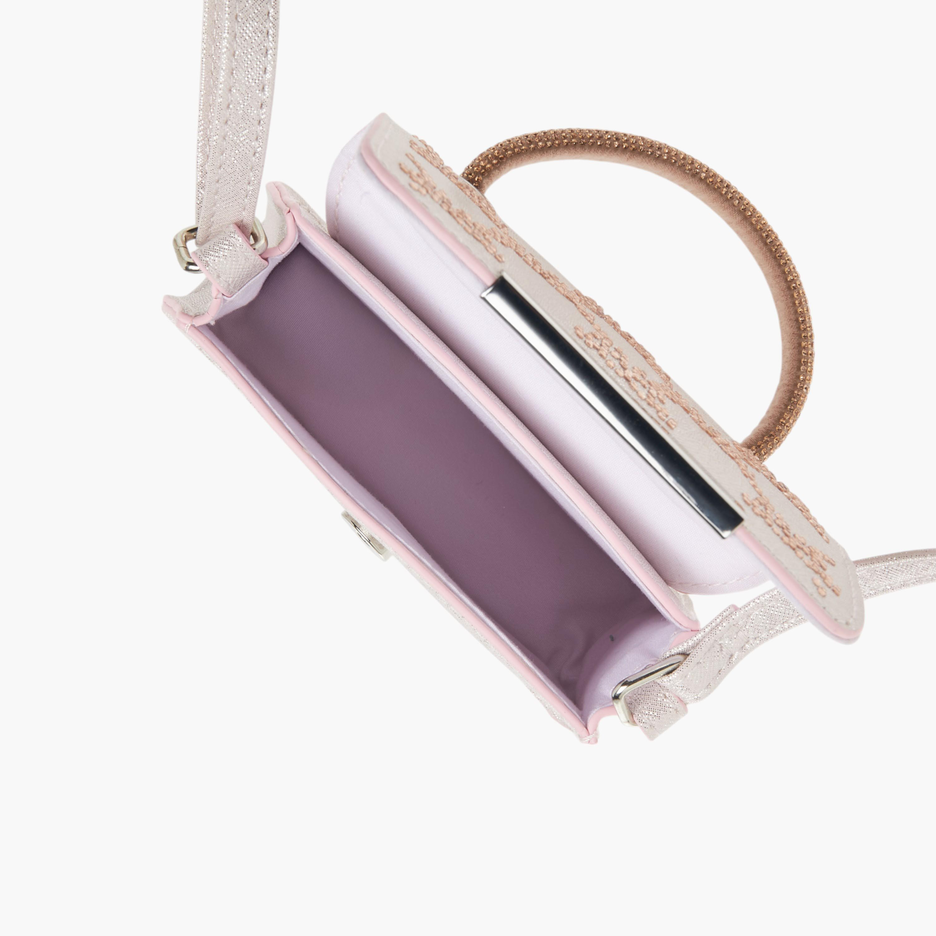 Barbie Embellished Crossbody Bag with Adjustable Strap and Flap Closure-girls-accessories-bags-image-6