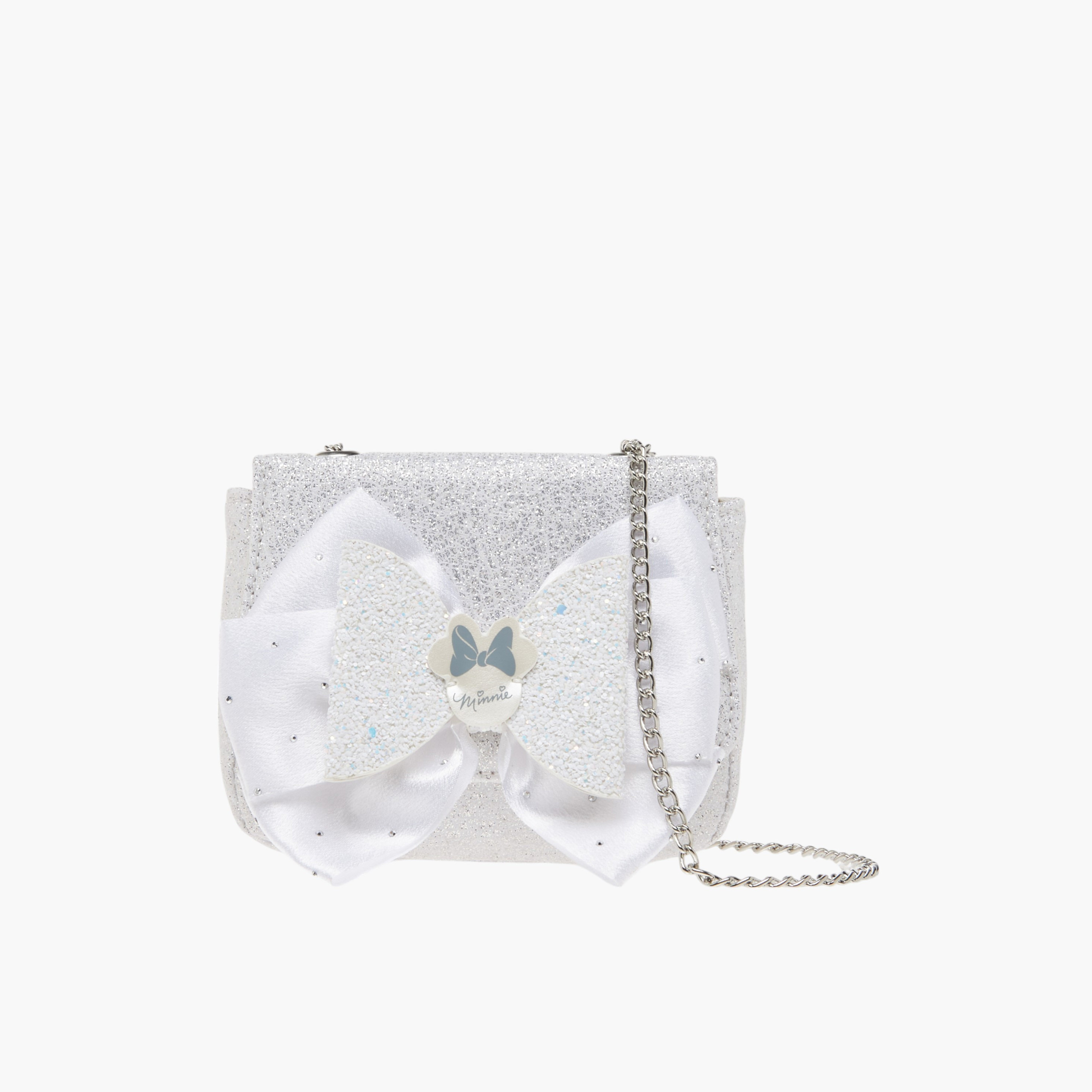 Disney Textured Bow Detail Crossbody Bag with Button Closure-girls-accessories-bags-image-1