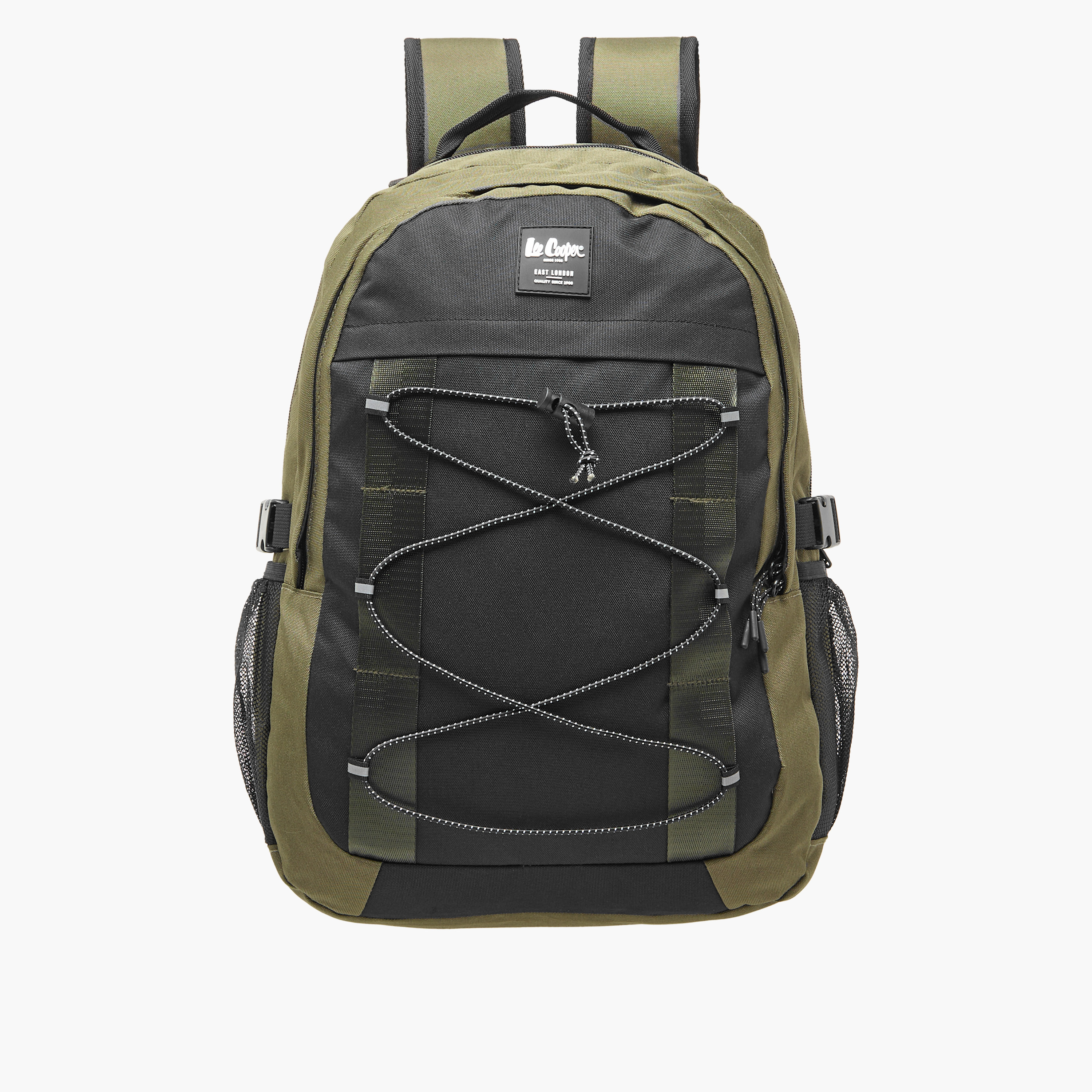 Lee Cooper Logo Applique Backpack with Adjustable Straps and Zip Closure - 14x31x46 cm-men-bags-image-1