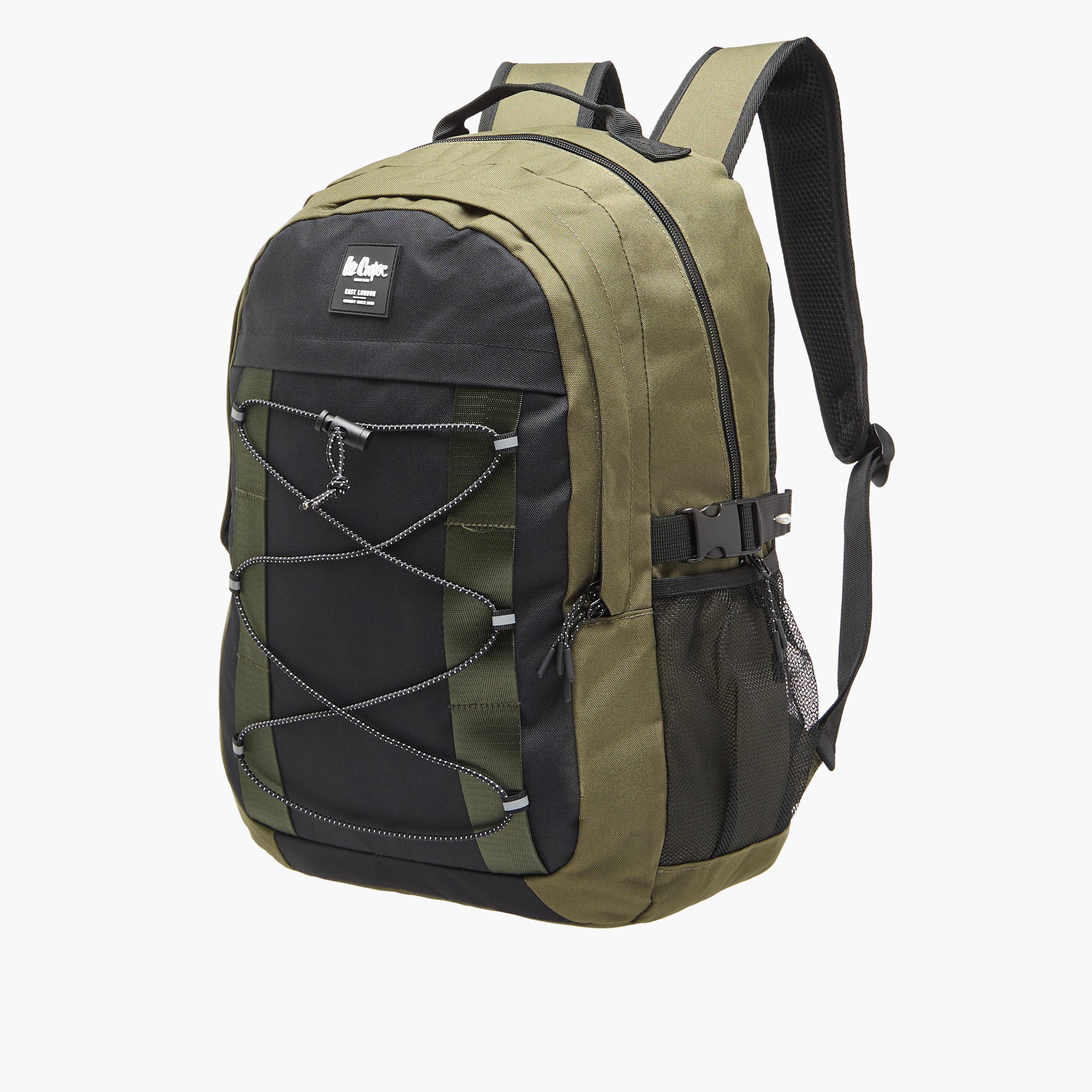 Lee Cooper Logo Applique Backpack with Adjustable Straps and Zip Closure - 14x31x46 cm-men-bags-image-2