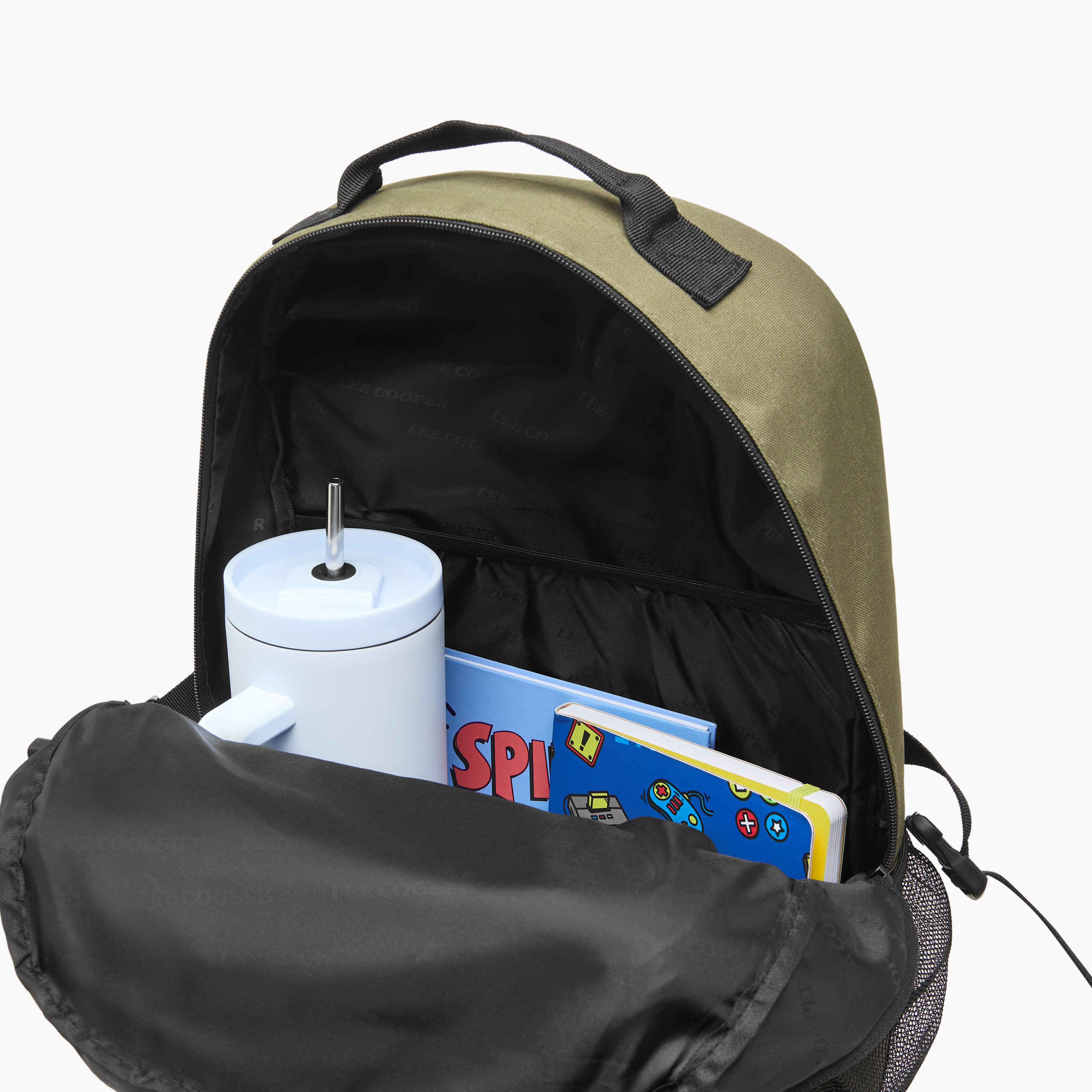 Lee Cooper Logo Applique Backpack with Adjustable Straps and Zip Closure - 14x31x46 cm-men-bags-image-7