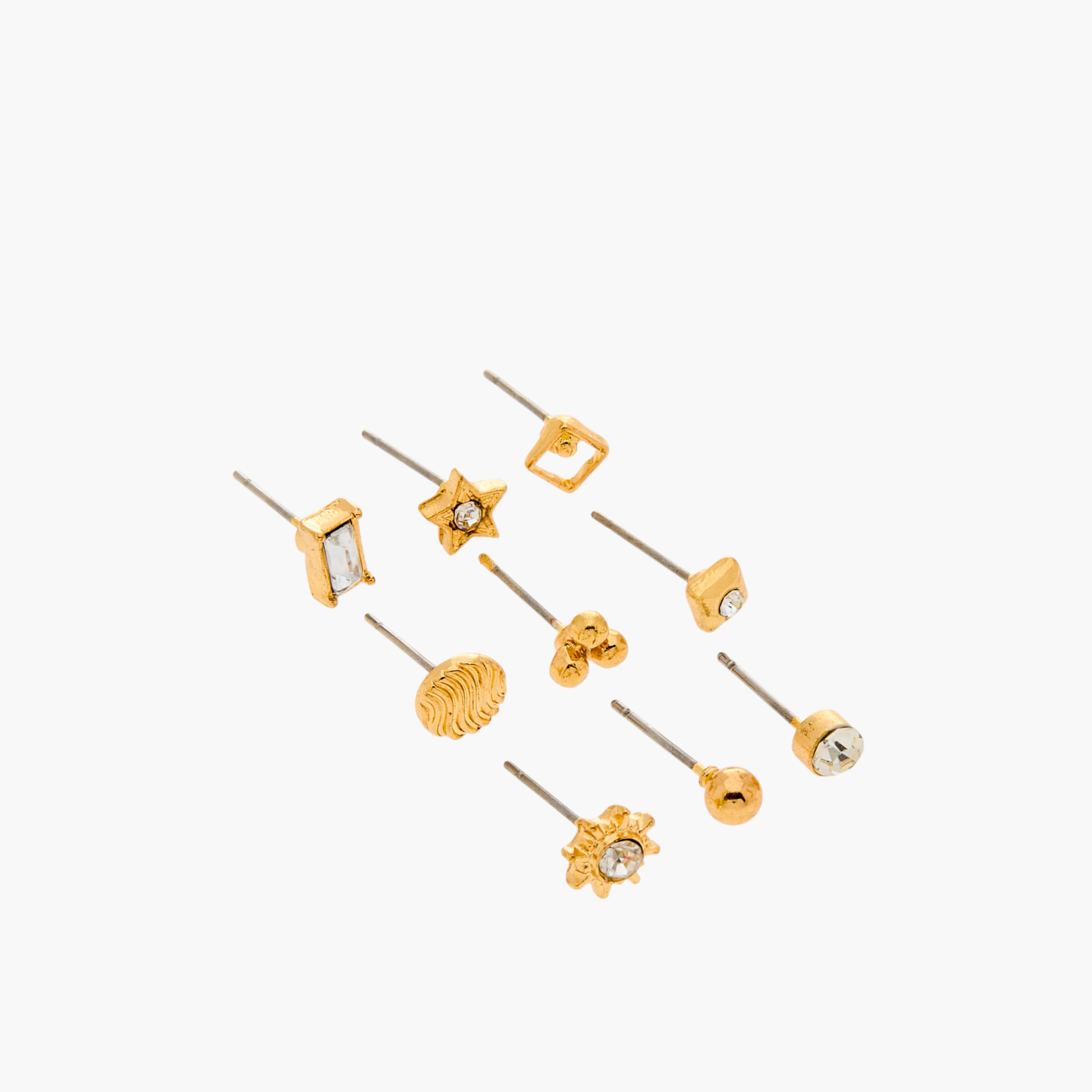 حلق مرصع ميتاليك بمكبس إغلاق خلفي - طقم من 9 قطع متنوعة-women-watchesandjewellery-jewellery-earrings-image-3