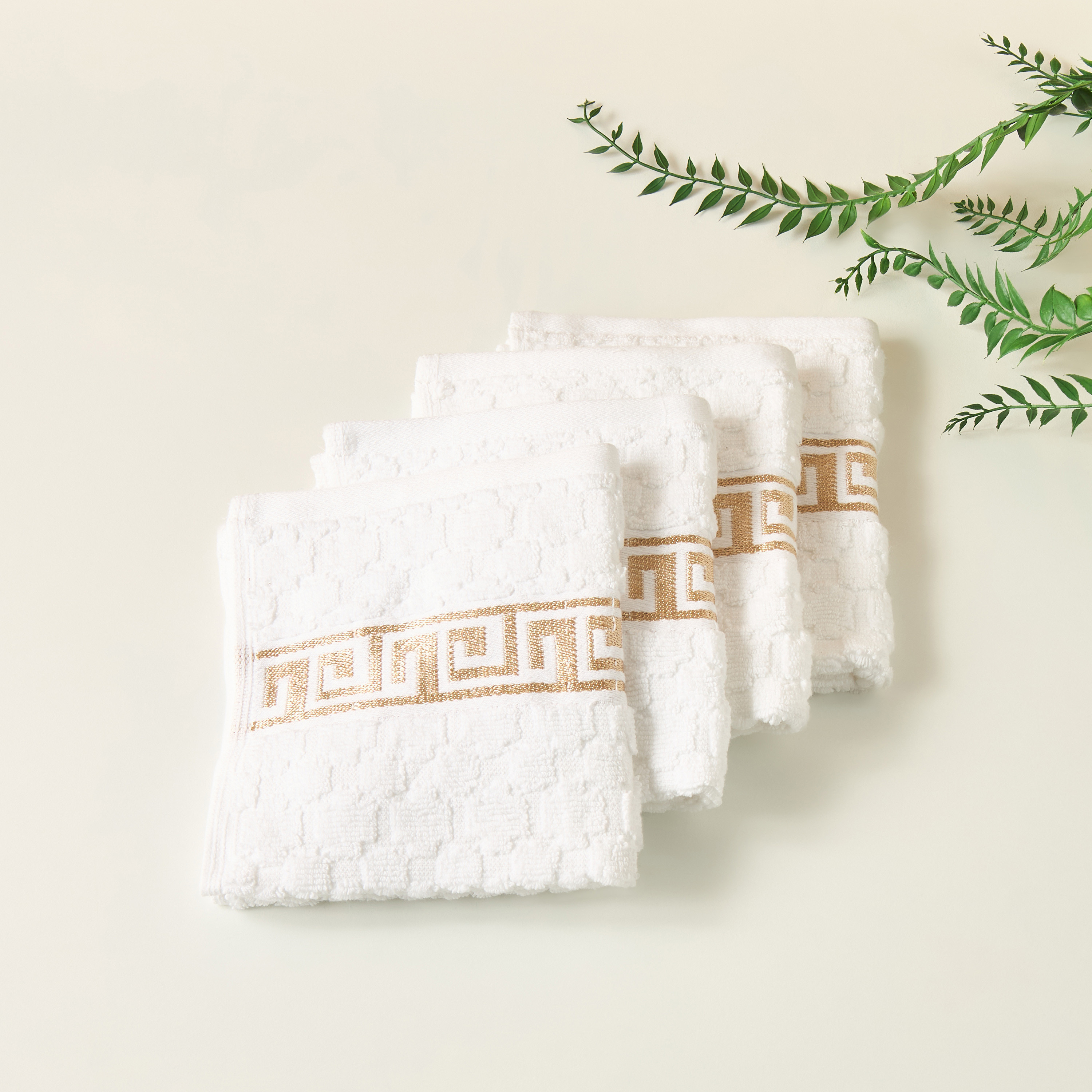 Gia Como 4-Piece Textured Face Towel Set - 30x30 cms-household-bathandlaundry-bathlinen-towels-image-1