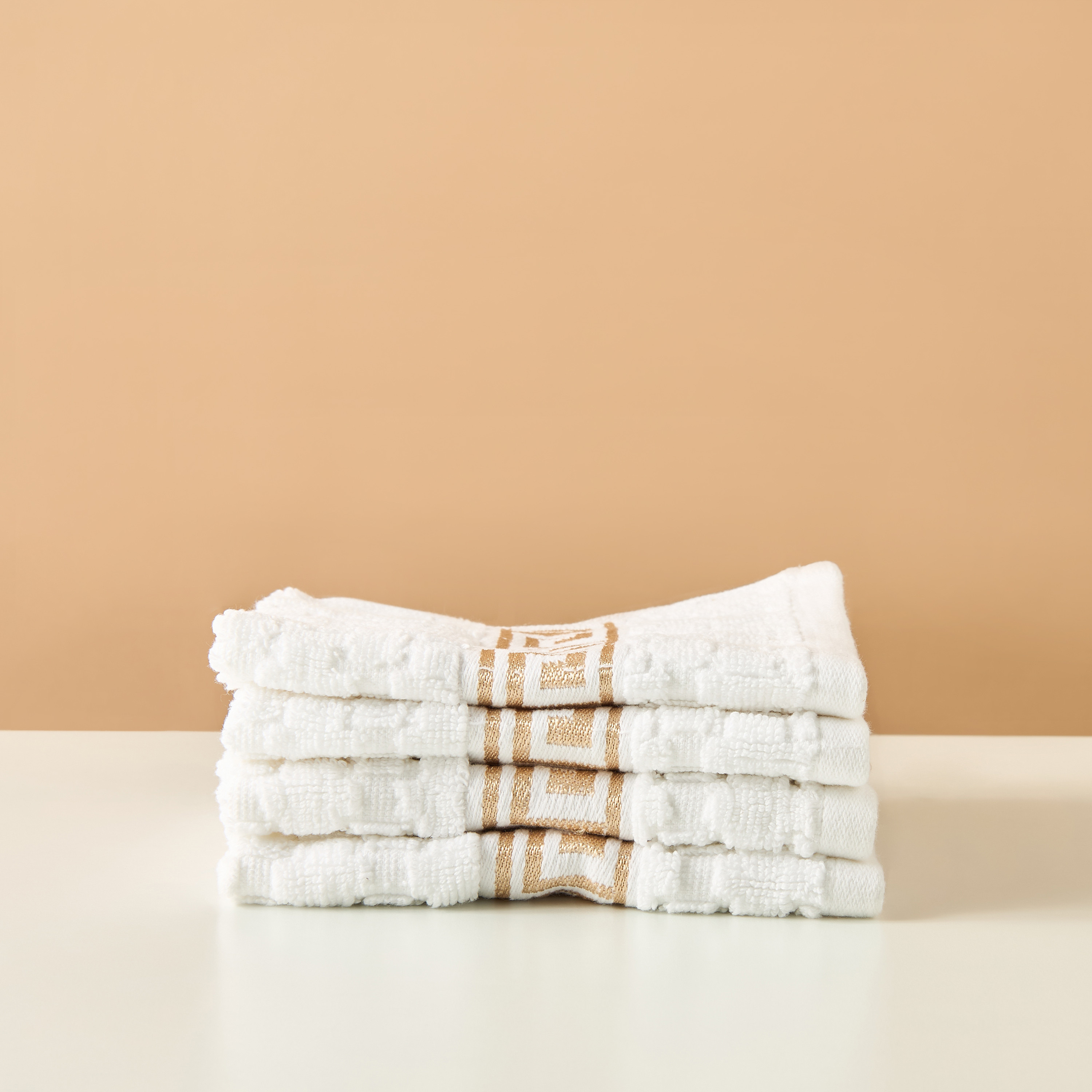 Gia Como 4-Piece Textured Face Towel Set - 30x30 cms-household-bathandlaundry-bathlinen-towels-image-2