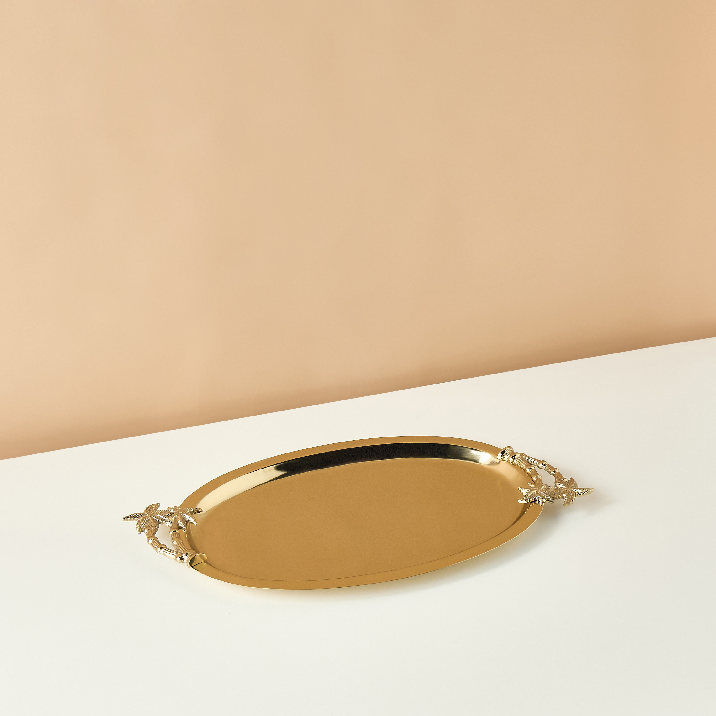 Palm Metal Oval Tray - 53x29 cms-household-dining-serveware-servingtrays-image-3