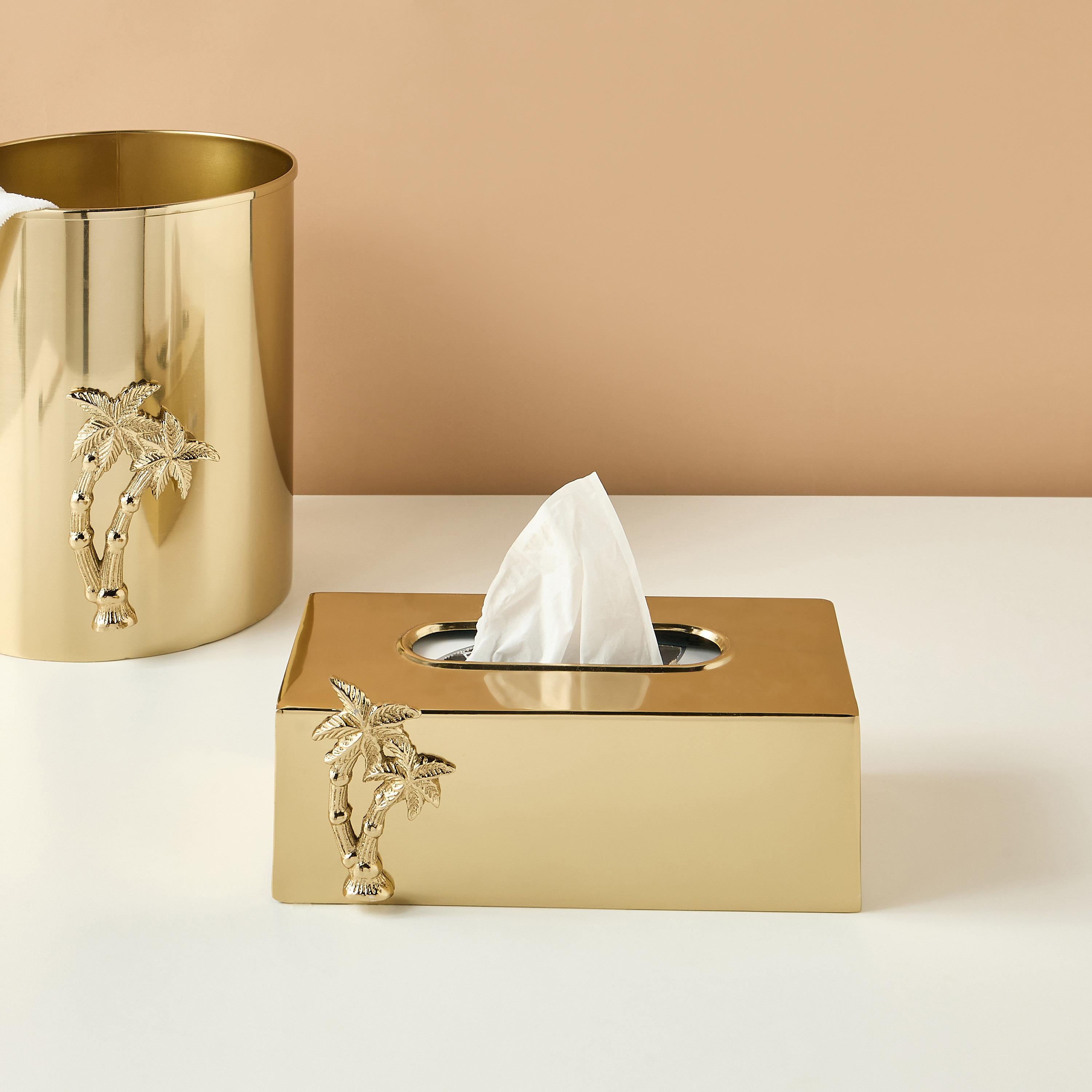 صندوق مناديل بتزيينات نخلة-household-bathandlaundry-bathaccessories-tissueboxesandcottonjars-image-1