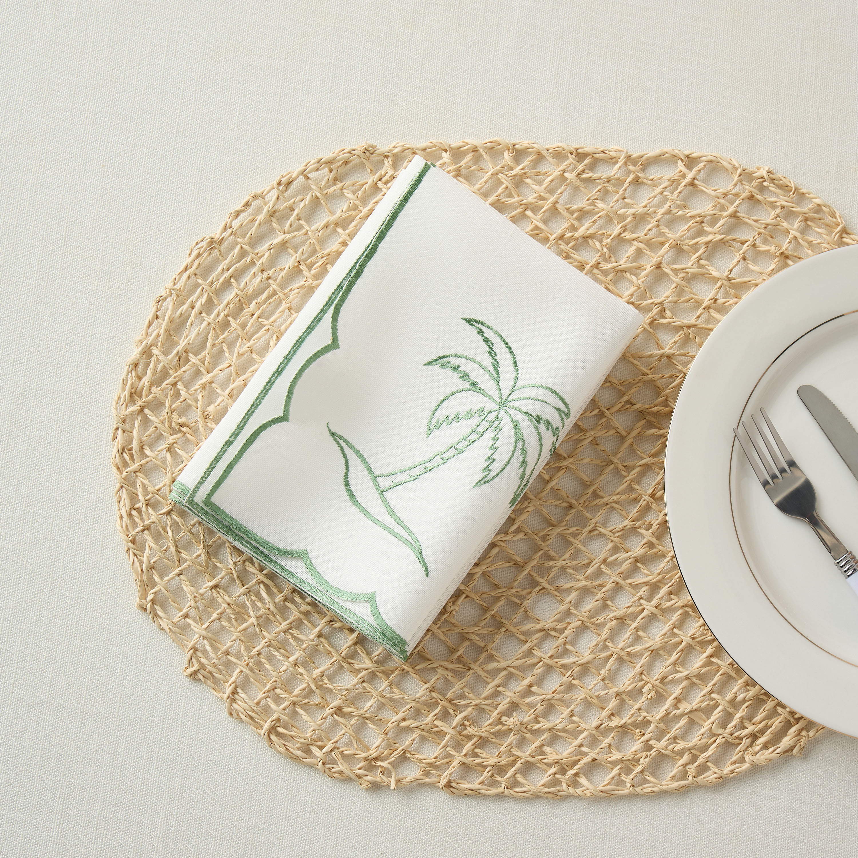 Palm 4-Piece Embroidered Napkin Set-household-dining-tablelinen-napkinsandaccessories-image-2