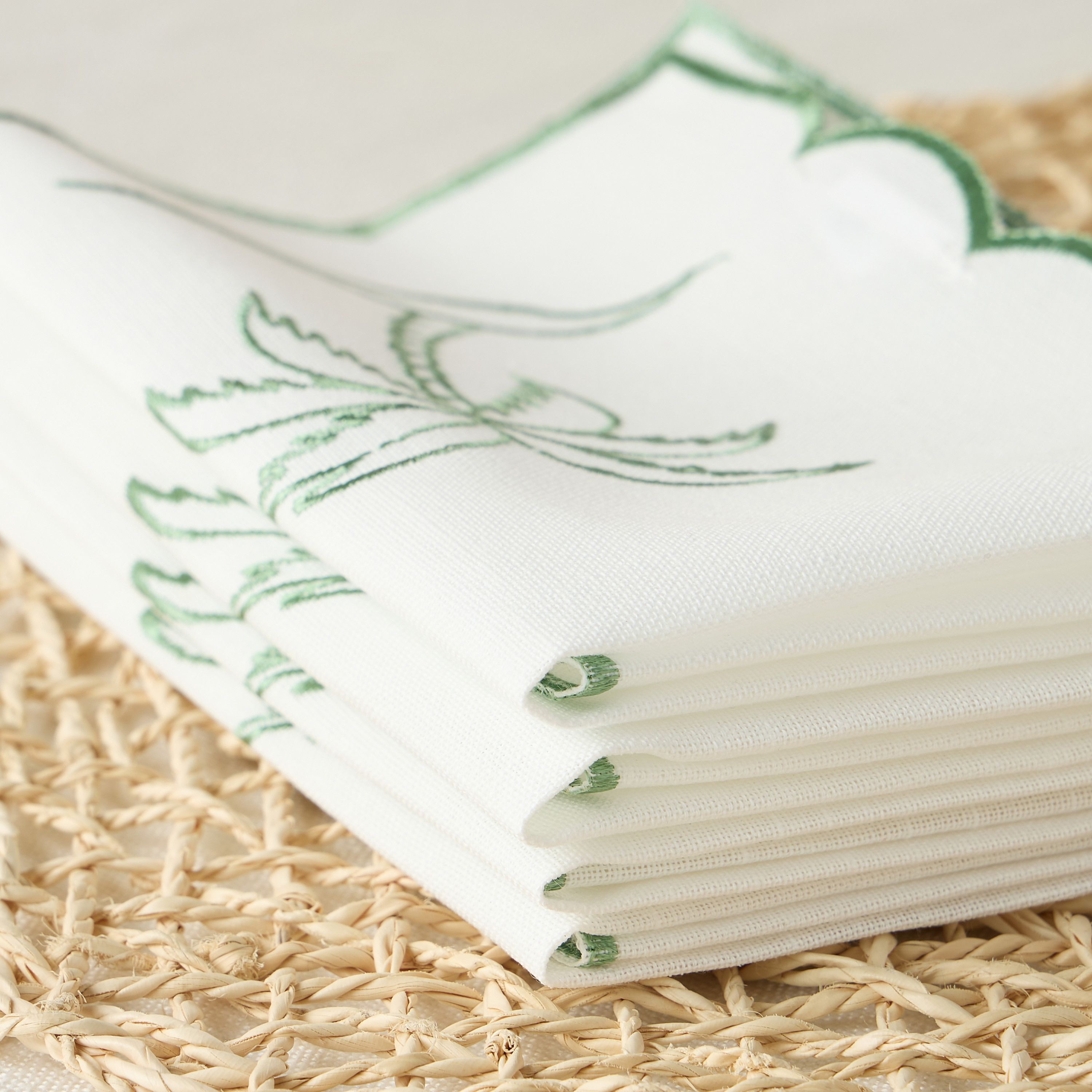 Palm 4-Piece Embroidered Napkin Set-household-dining-tablelinen-napkinsandaccessories-image-4