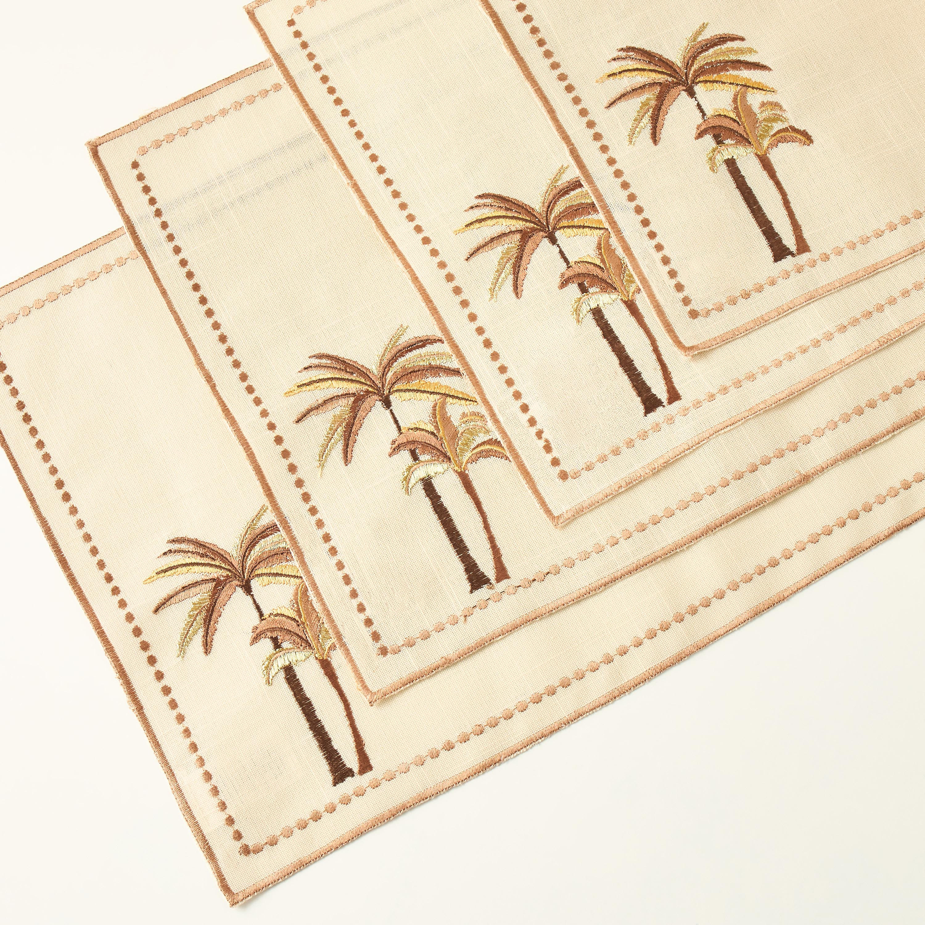 Palm 4-Piece Embroidered Placemat Set - 45x30 cms-household-dining-tablelinen-placemats-image-3