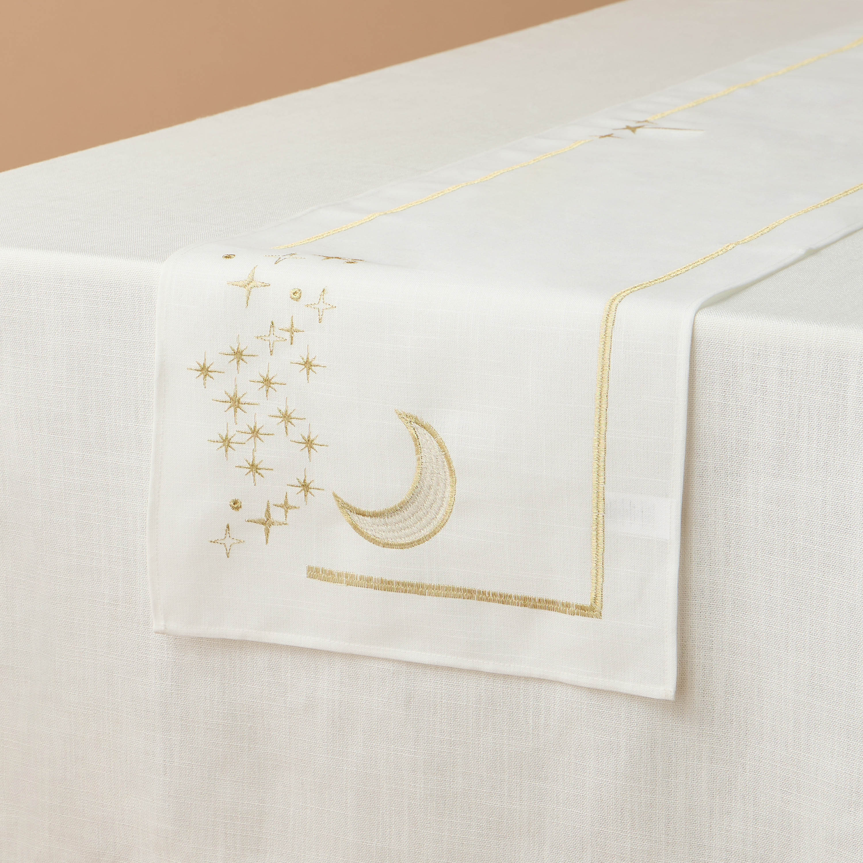 Crescent Embroidered Table Runner - 180x35 cms-household-dining-tablelinen-runnersandtablecovers-image-2