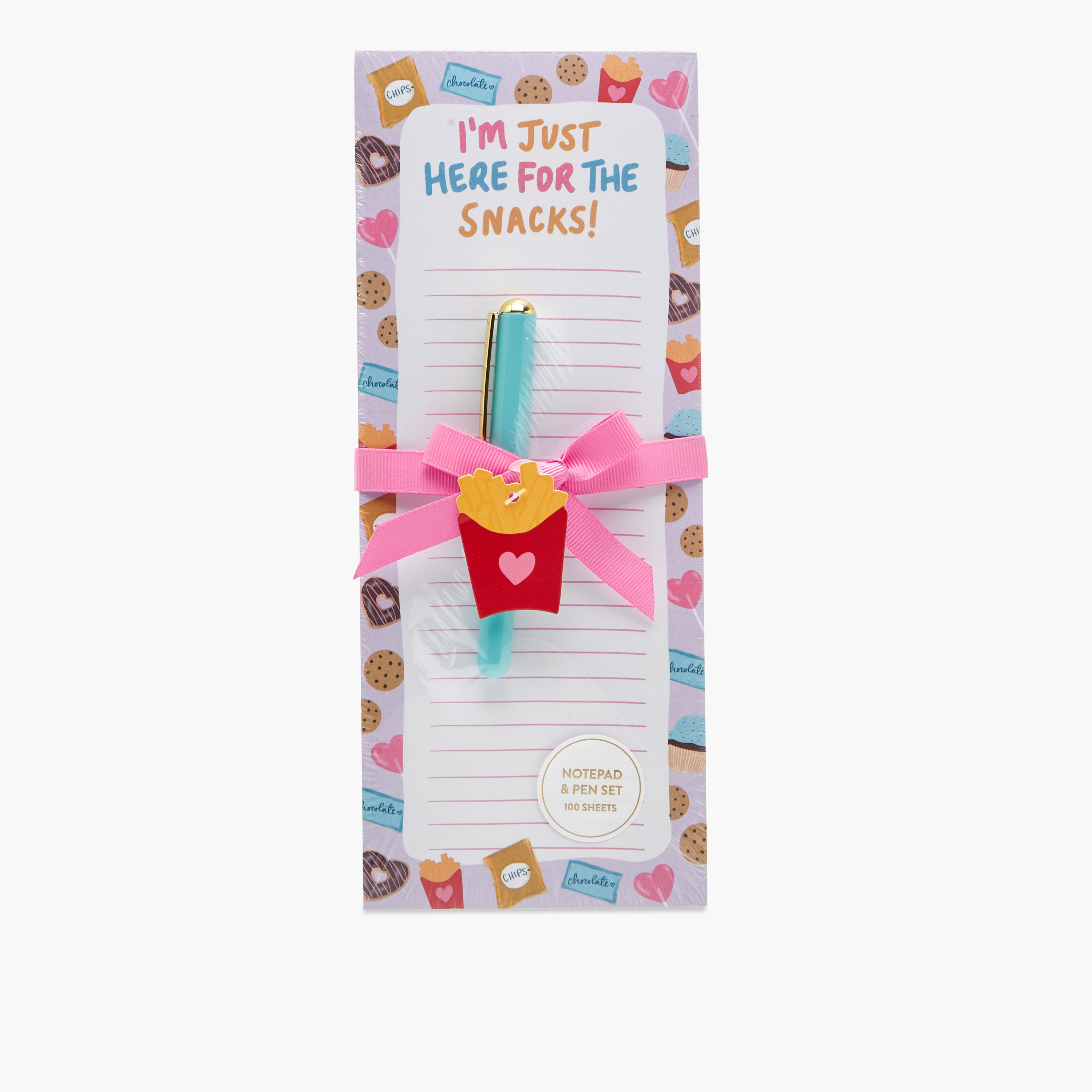Snacks Print Ruled Notepad and Pen Set-school-stationery-notebooks-image-1