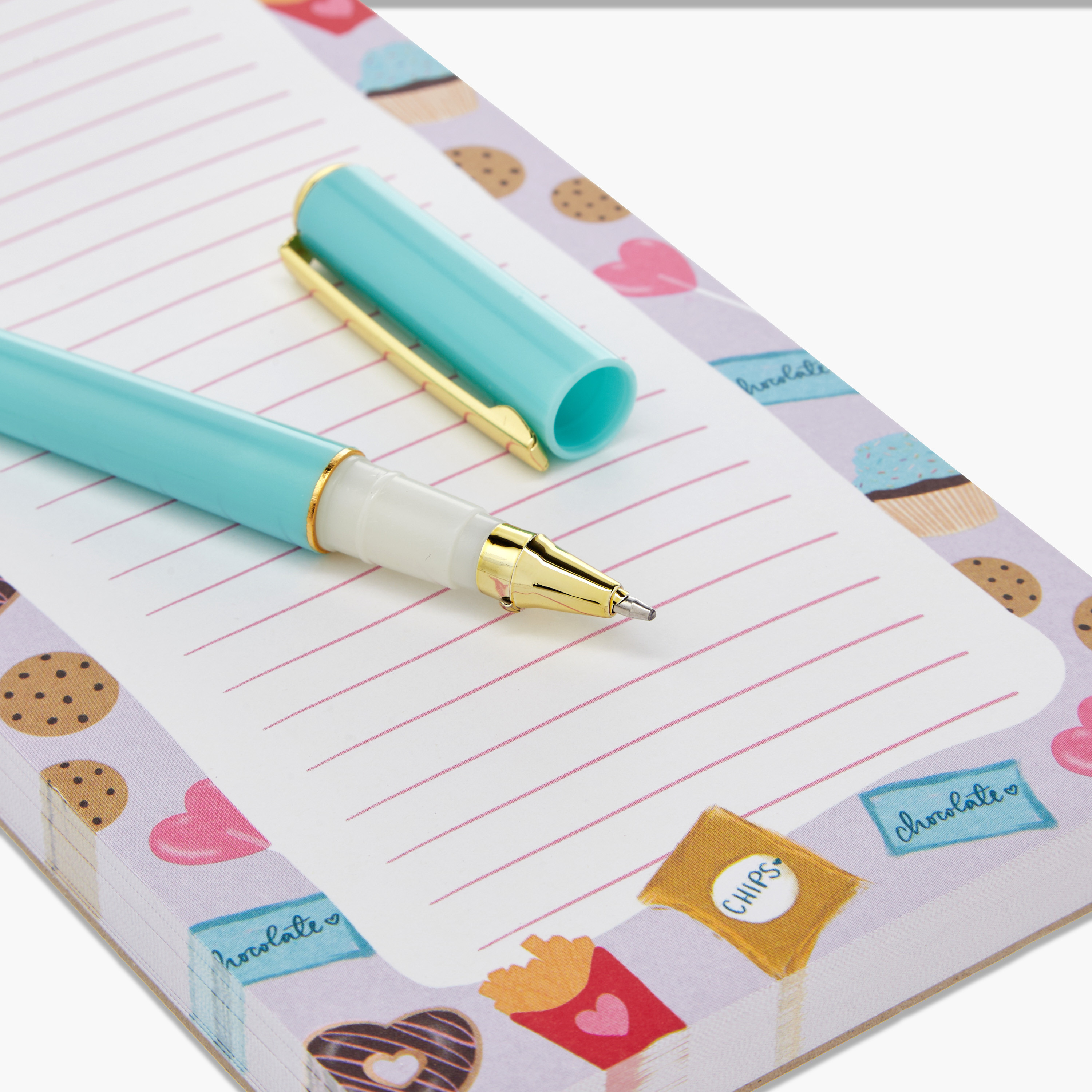 Snacks Print Ruled Notepad and Pen Set-school-stationery-notebooks-image-5