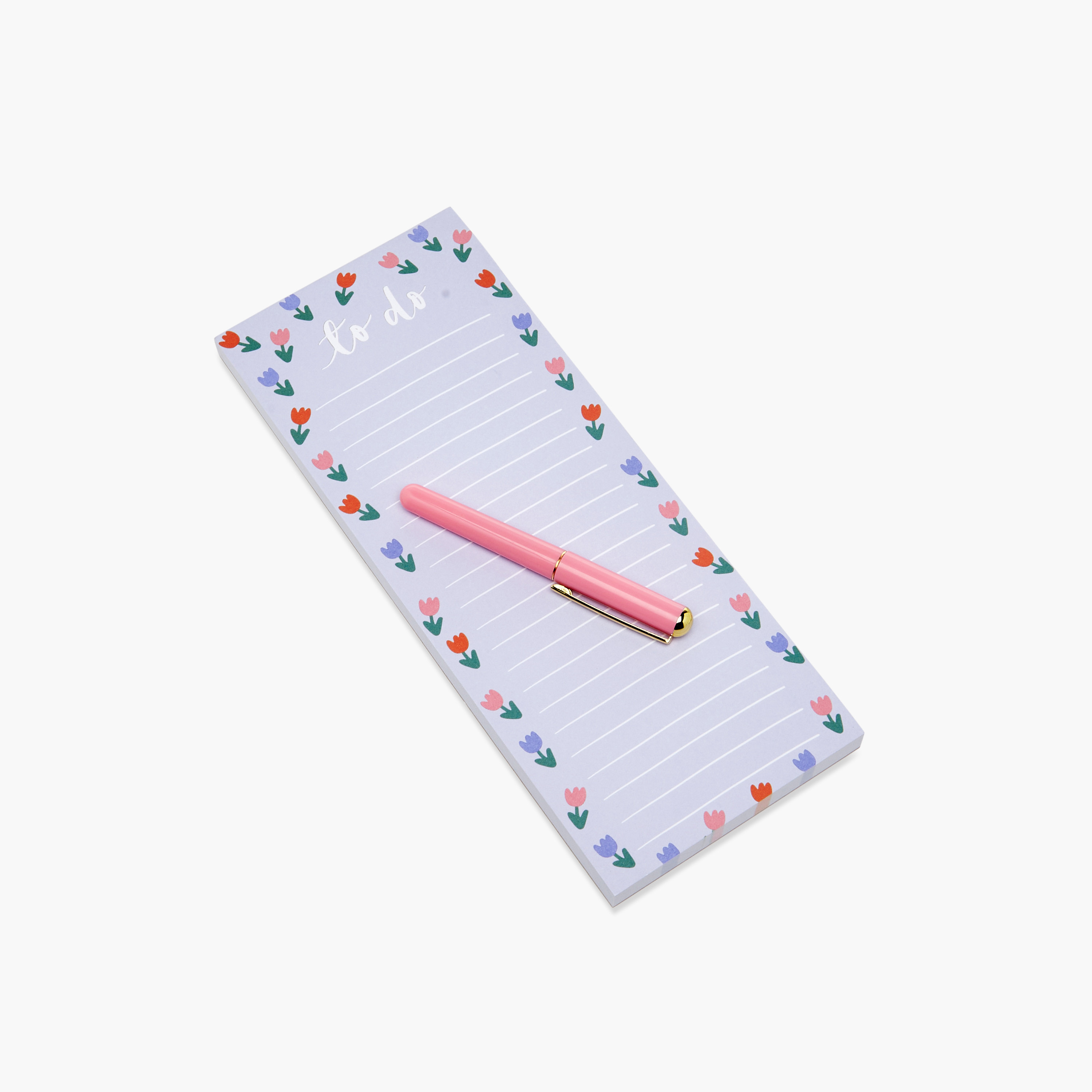 Tulips Print Notepad with Pen-school-stationery-notebooks-image-2