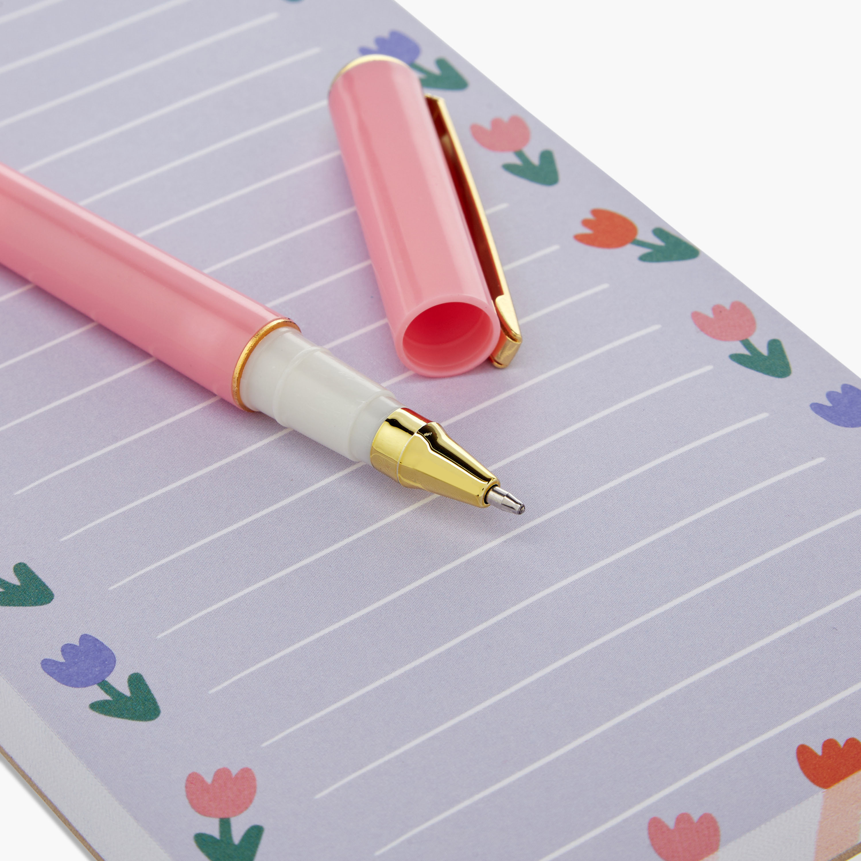 Tulips Print Notepad with Pen-school-stationery-notebooks-image-5