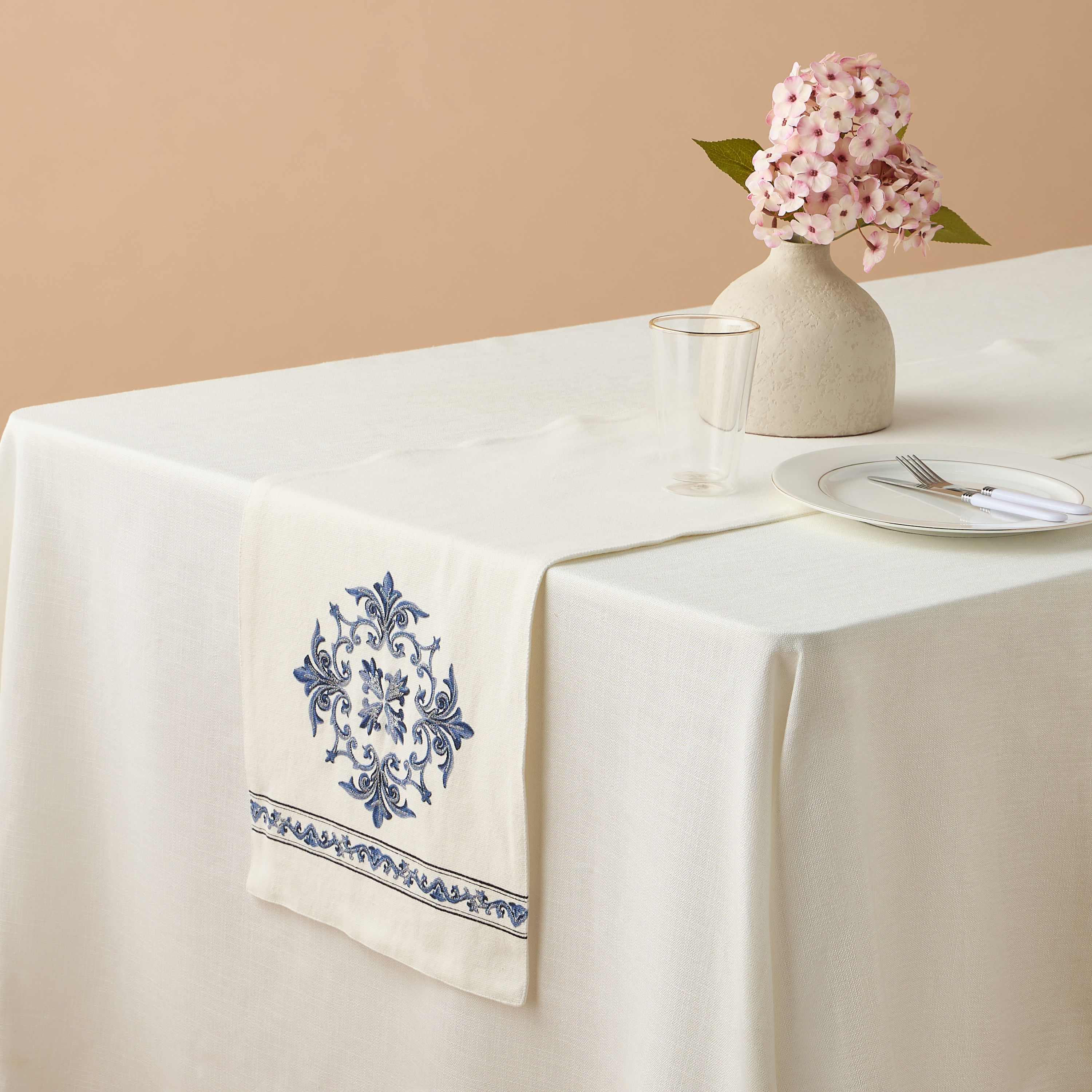 Gia Como Printed and Embroidered Table Runner - 33x180 cms-household-dining-tablelinen-runnersandtablecovers-image-1