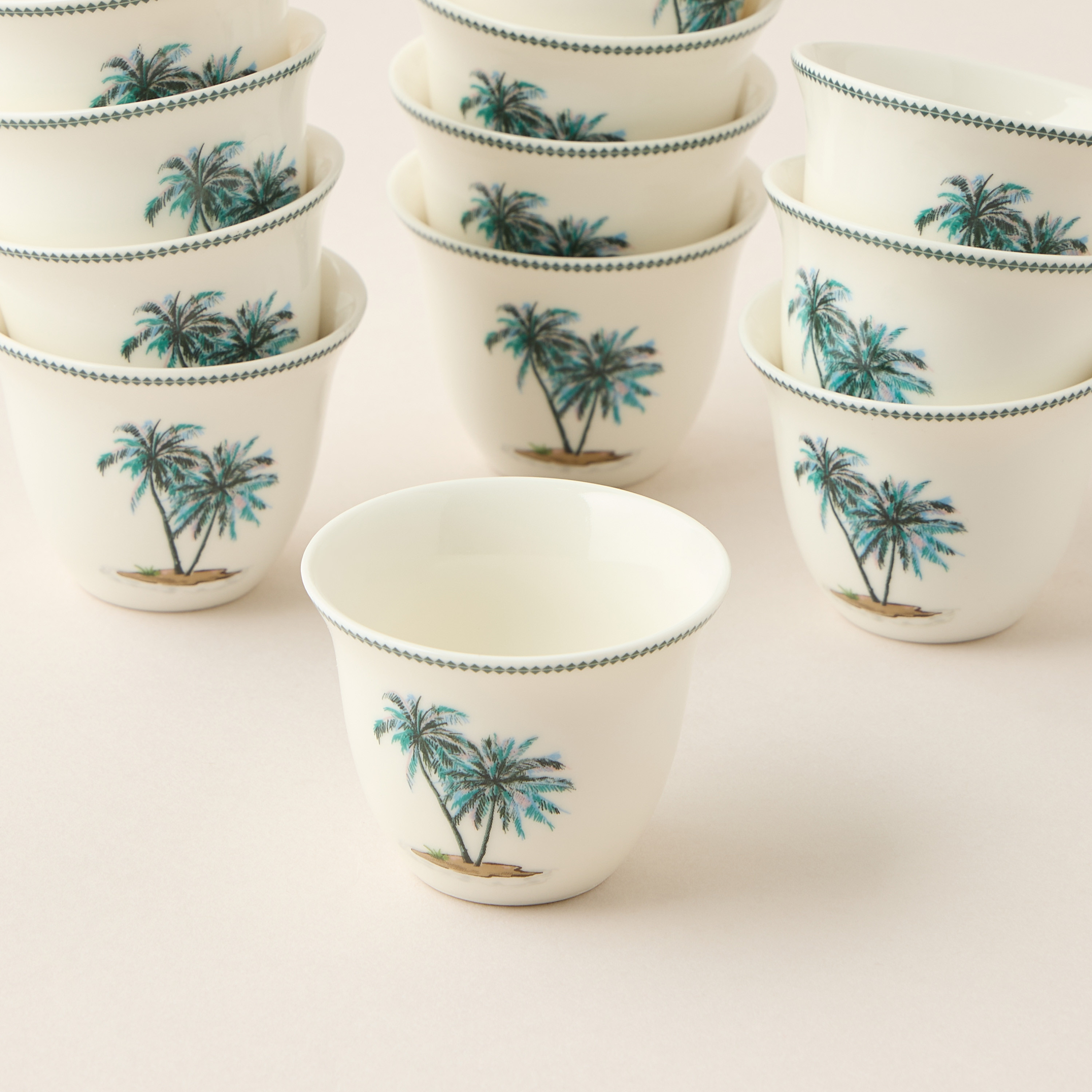 Palm Print 12-Piece New Bone China Kahwa Cup Set-household-dining-teaandcoffee-teaandcoffeesets-image-4