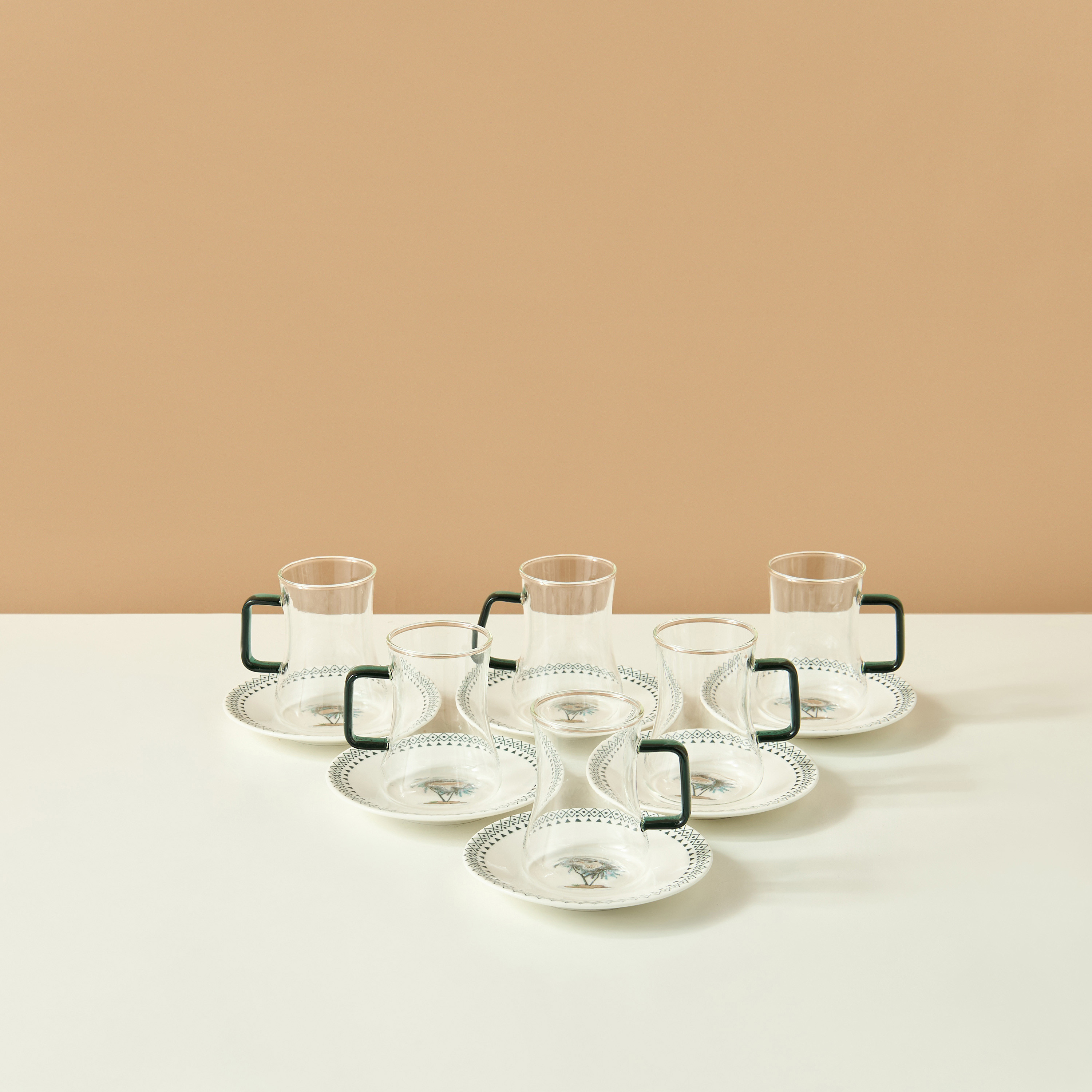 Palm 12-Piece Glass Cup and Saucer Set - 180 ml-household-dining-teaandcoffee-teaandcoffeesets-image-2
