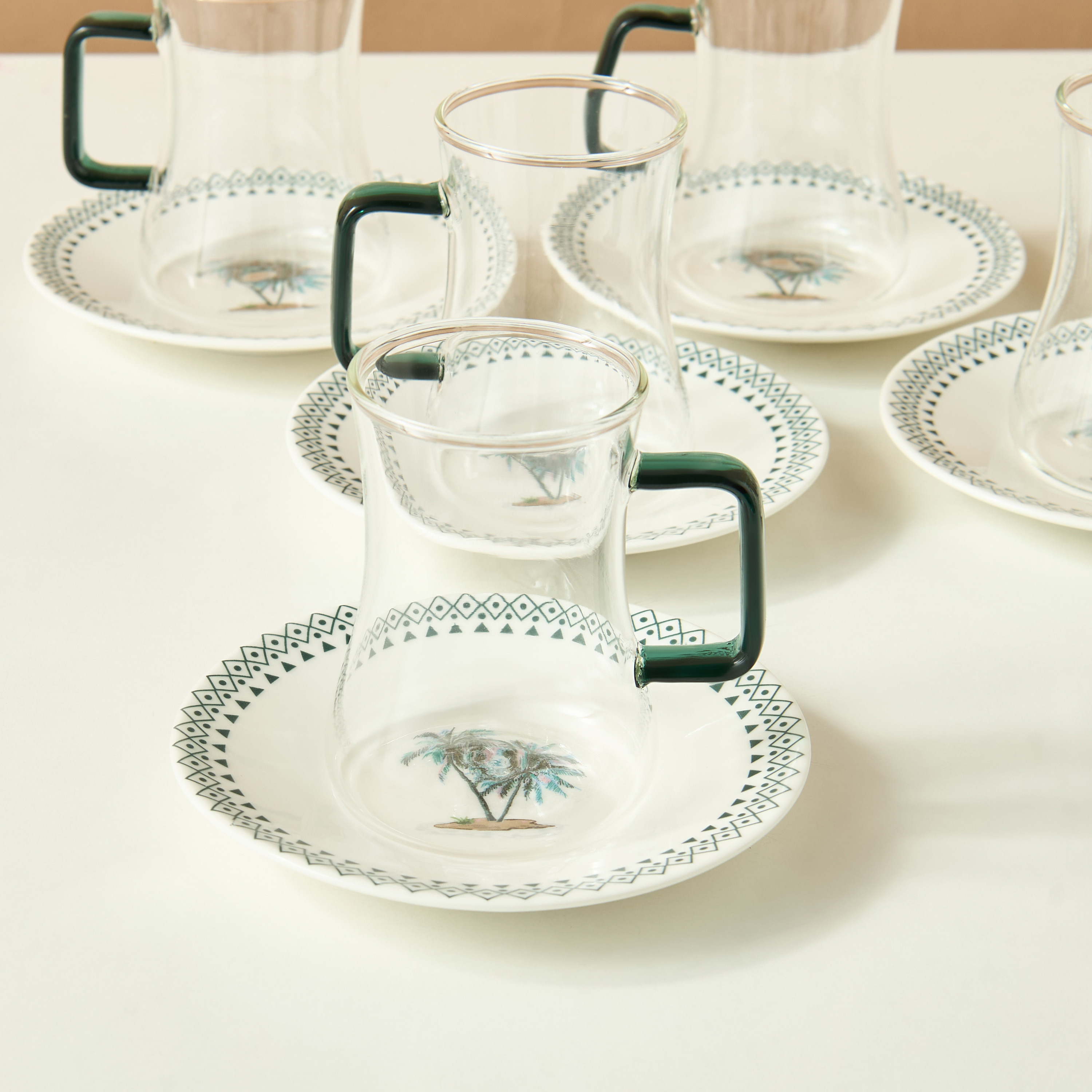 Palm 12-Piece Glass Cup and Saucer Set - 180 ml-household-dining-teaandcoffee-teaandcoffeesets-image-3