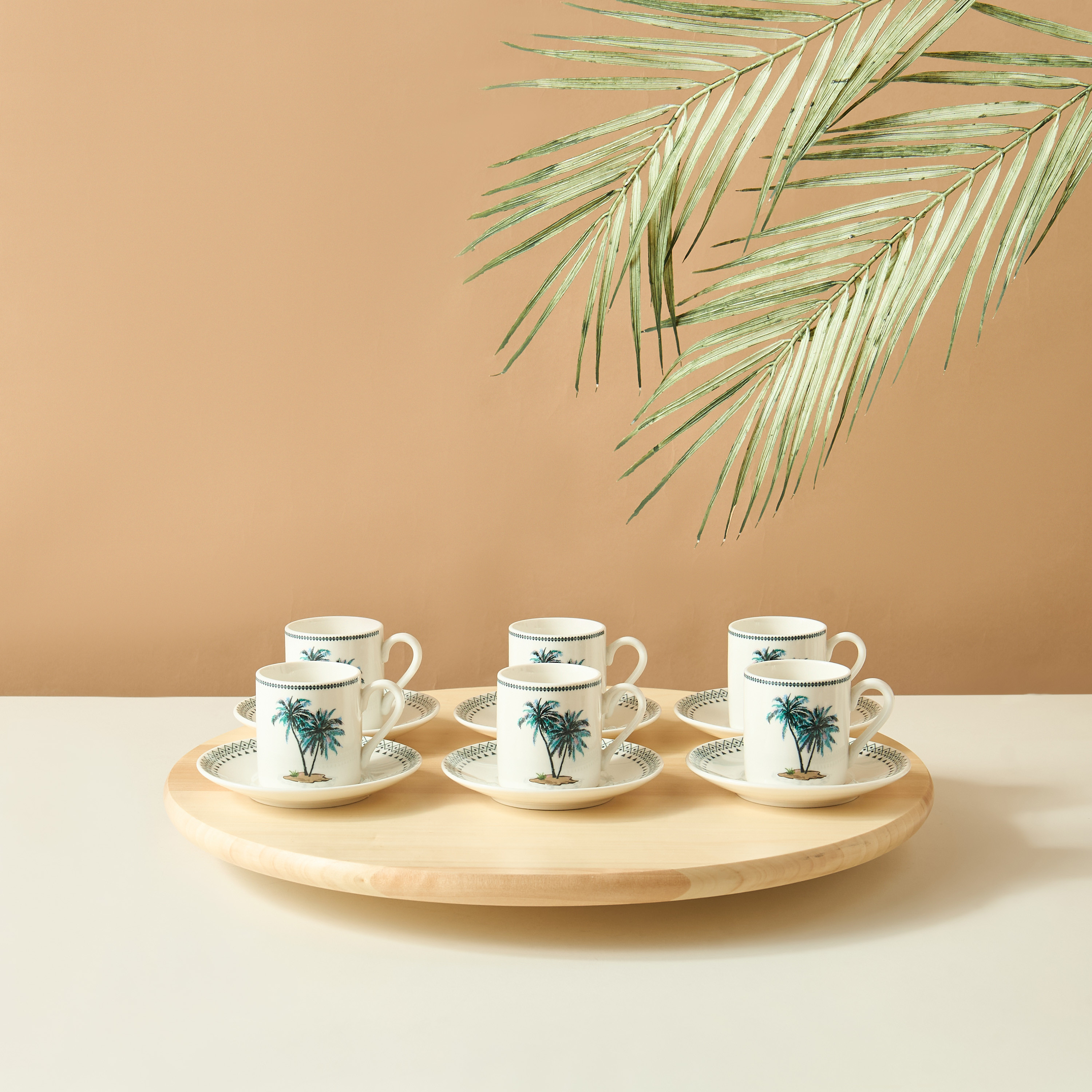 Palm 12-Piece Glass Cup and Saucer Set - 70 ml-household-dining-teaandcoffee-teaandcoffeesets-image-1