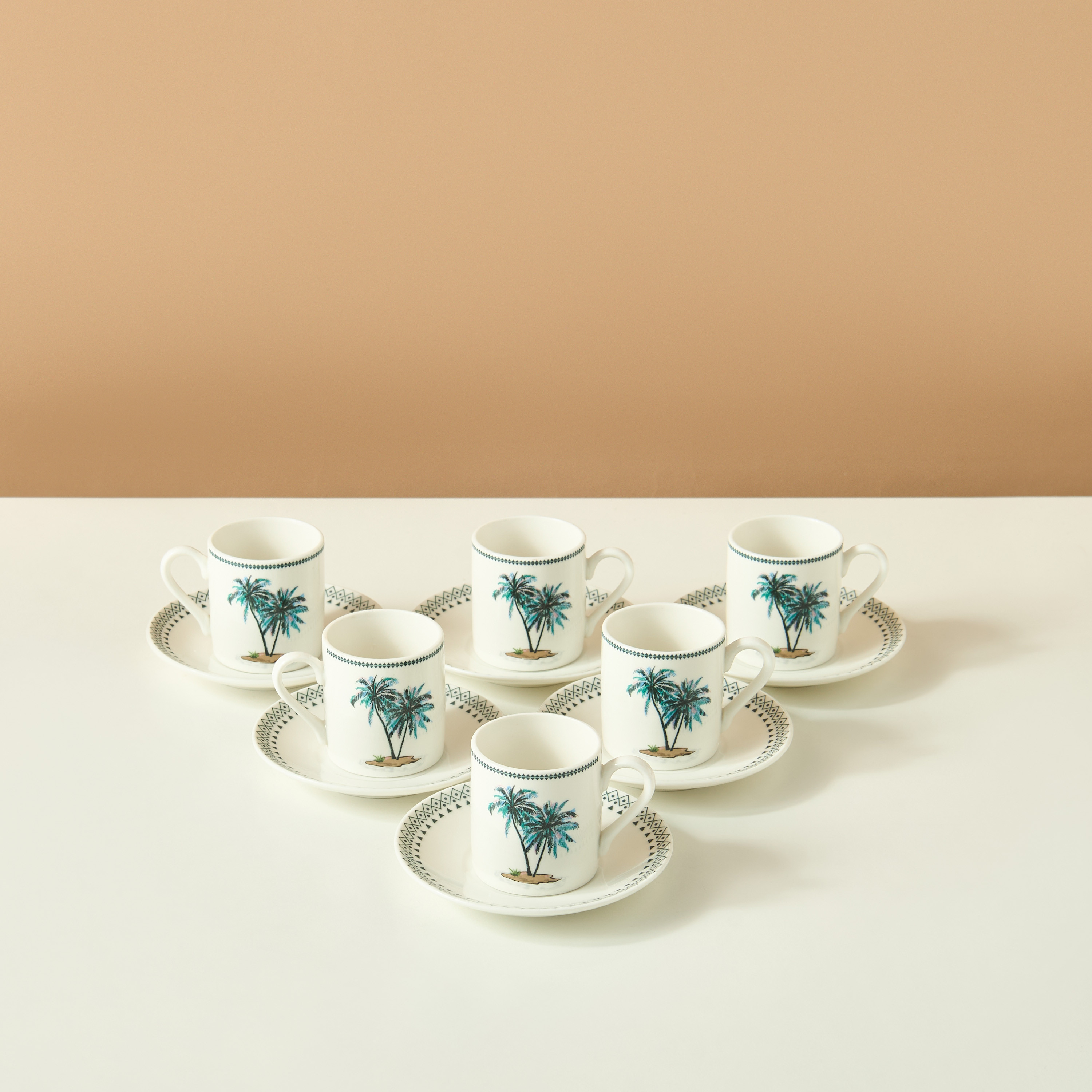 Palm 12-Piece Glass Cup and Saucer Set - 70 ml-household-dining-teaandcoffee-teaandcoffeesets-image-2