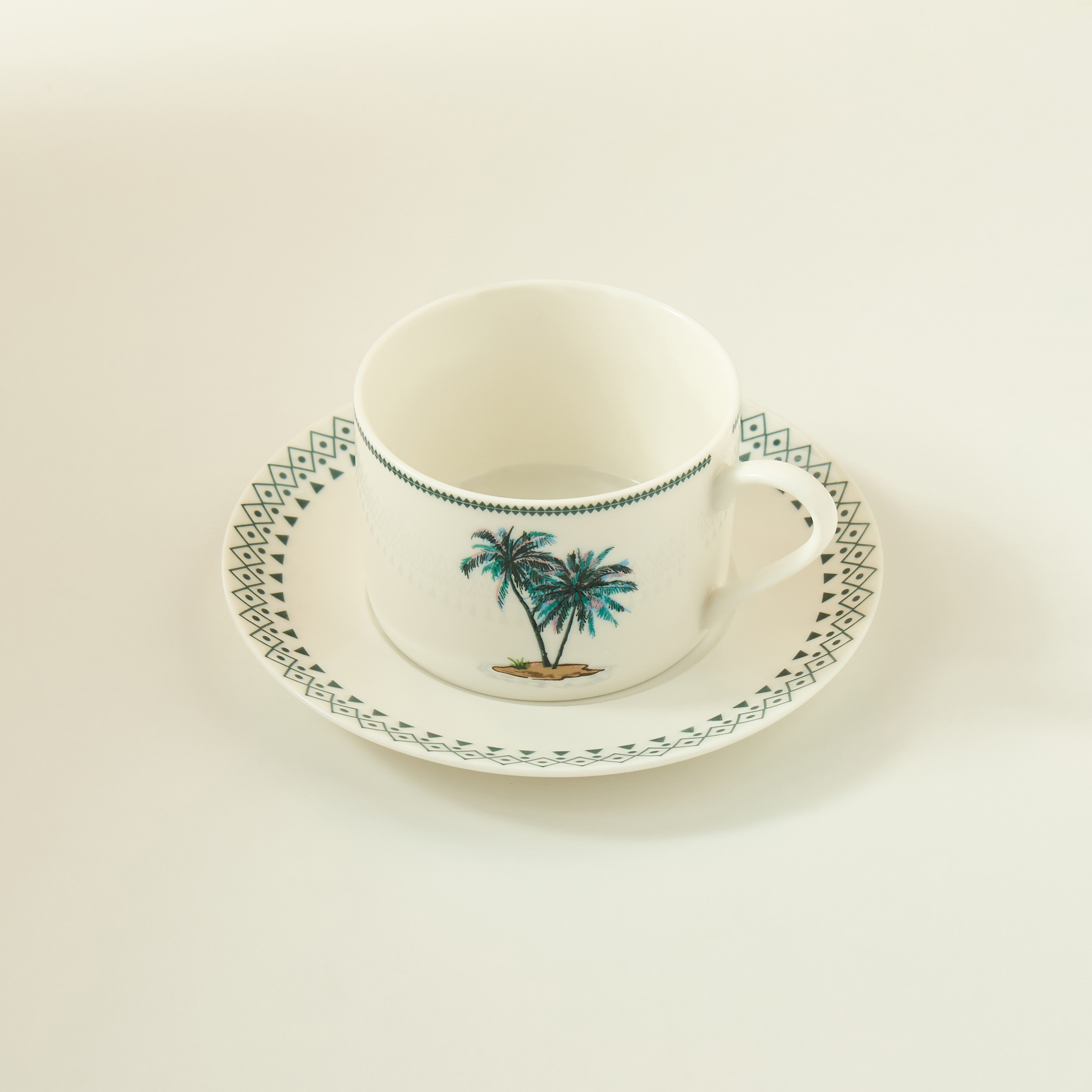 Palm 2-Piece New Bone China Tea Cup and Saucer Set - 200 ml-household-dining-teaandcoffee-teaandcoffeesets-image-3
