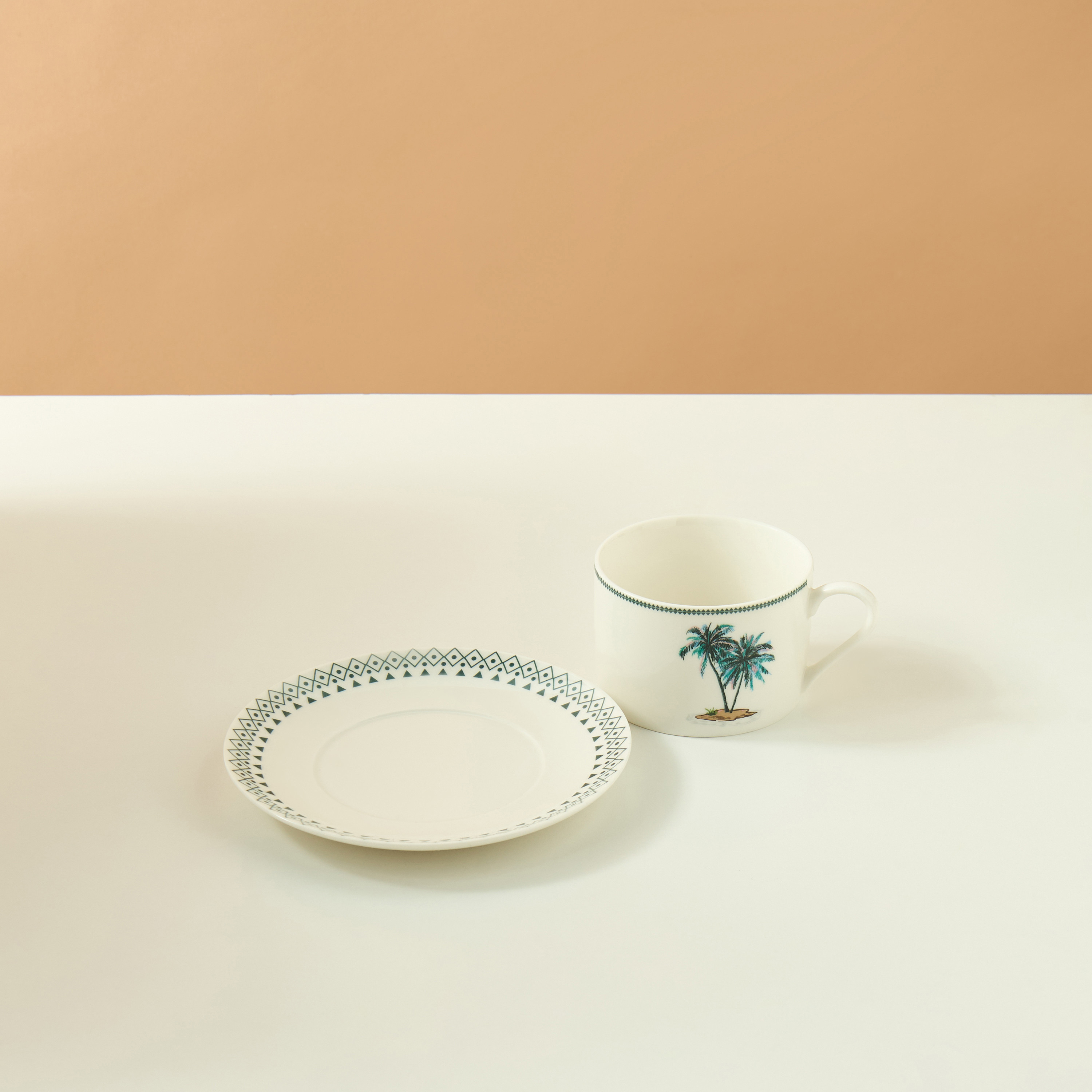 Palm 2-Piece New Bone China Tea Cup and Saucer Set - 200 ml-household-dining-teaandcoffee-teaandcoffeesets-image-4