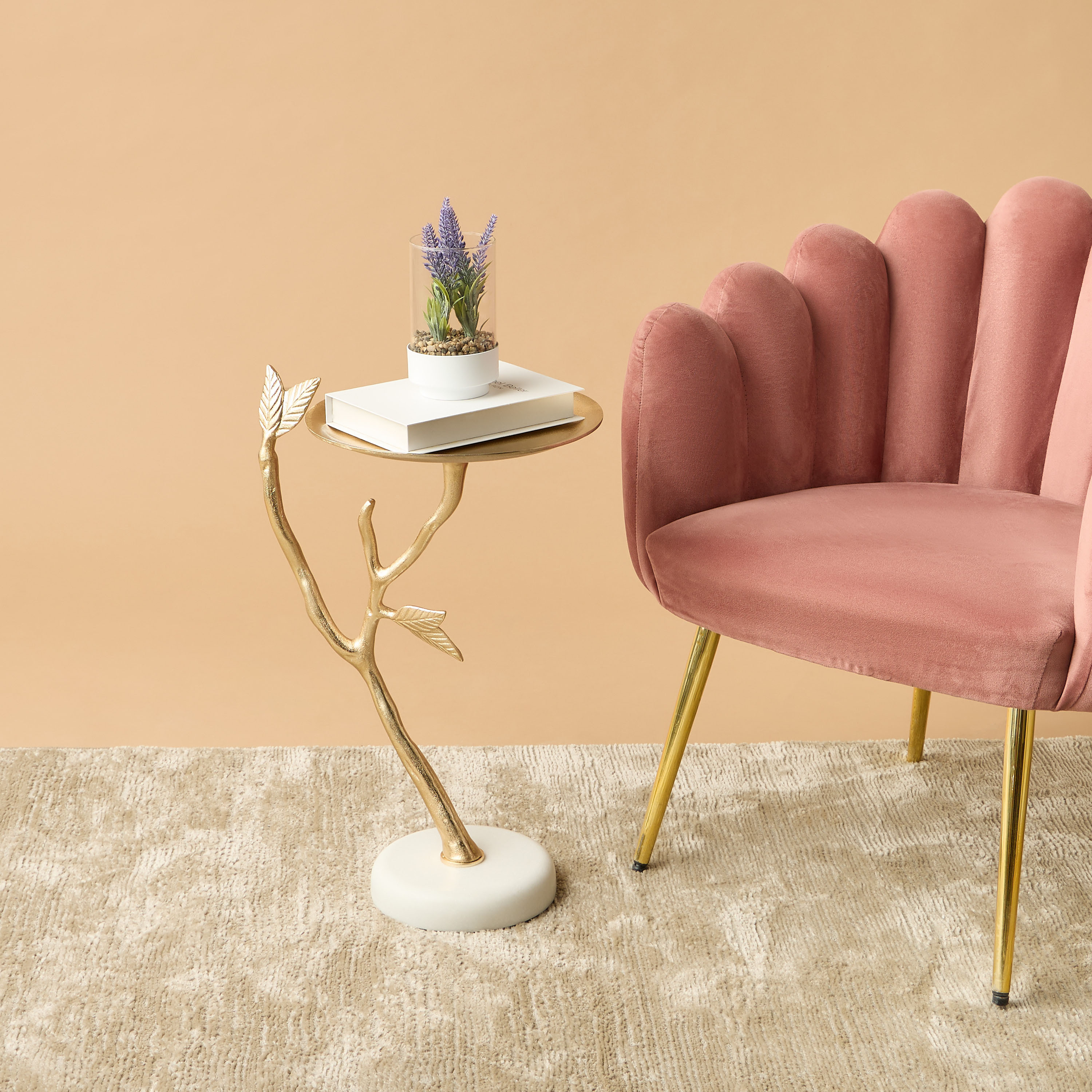 Branch Accent Table with Marble Base - 30x55x35 cms-furniture-livingroom-sideandendtables-image-1