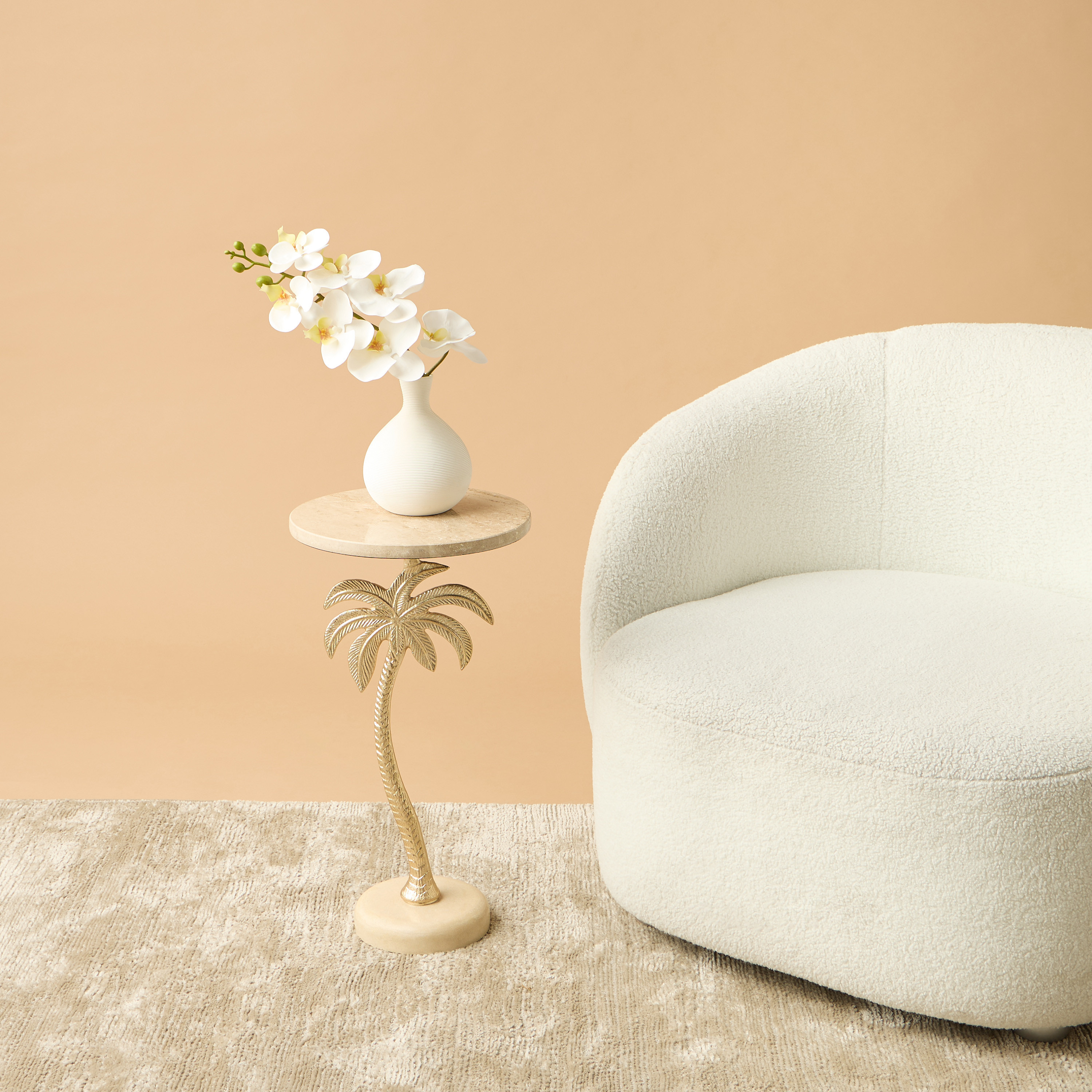 Palm Tree Pedestal Table with Travertine Base - 30x55 cms-furniture-livingroom-sideandendtables-image-1