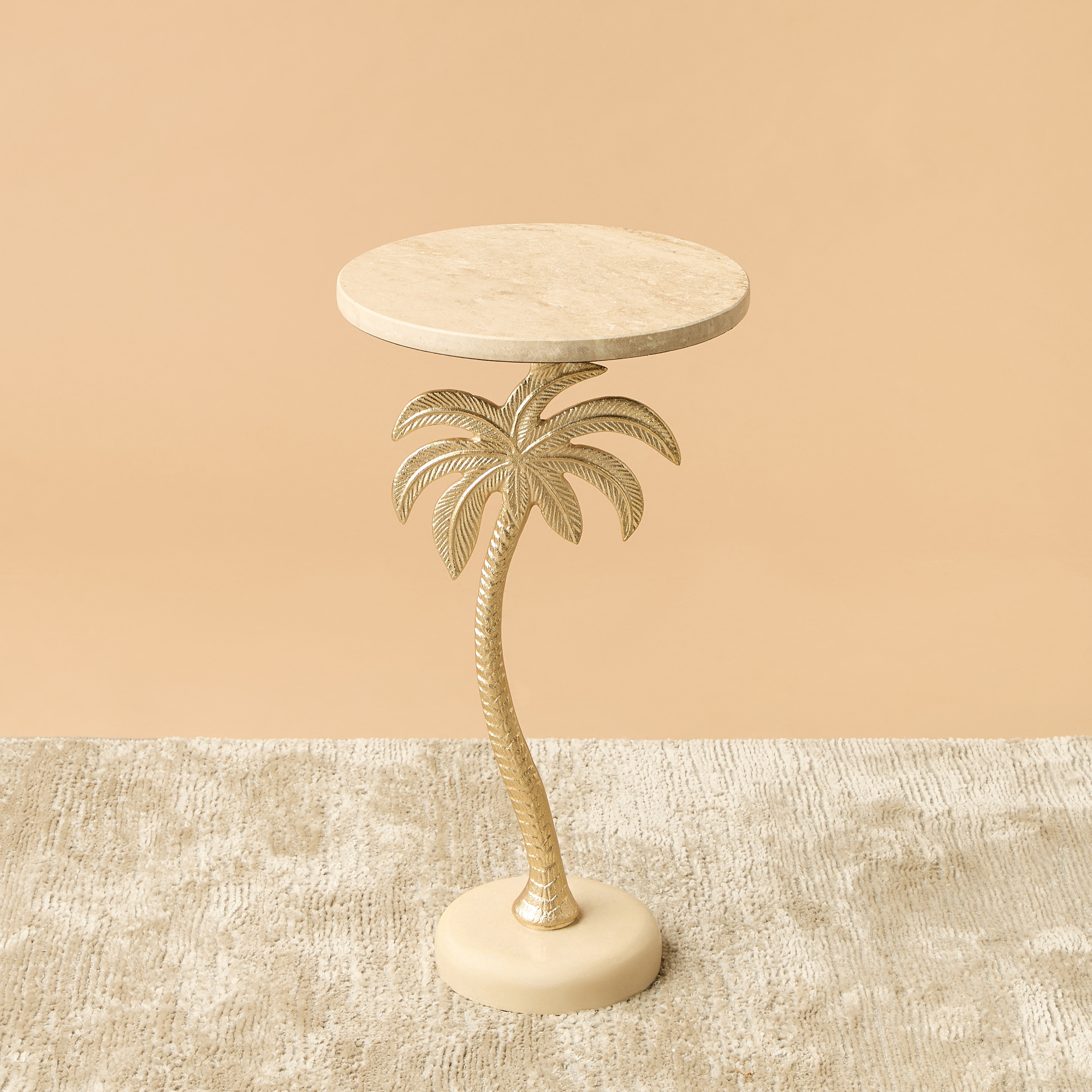 Palm Tree Pedestal Table with Travertine Base - 30x55 cms-furniture-livingroom-sideandendtables-image-2