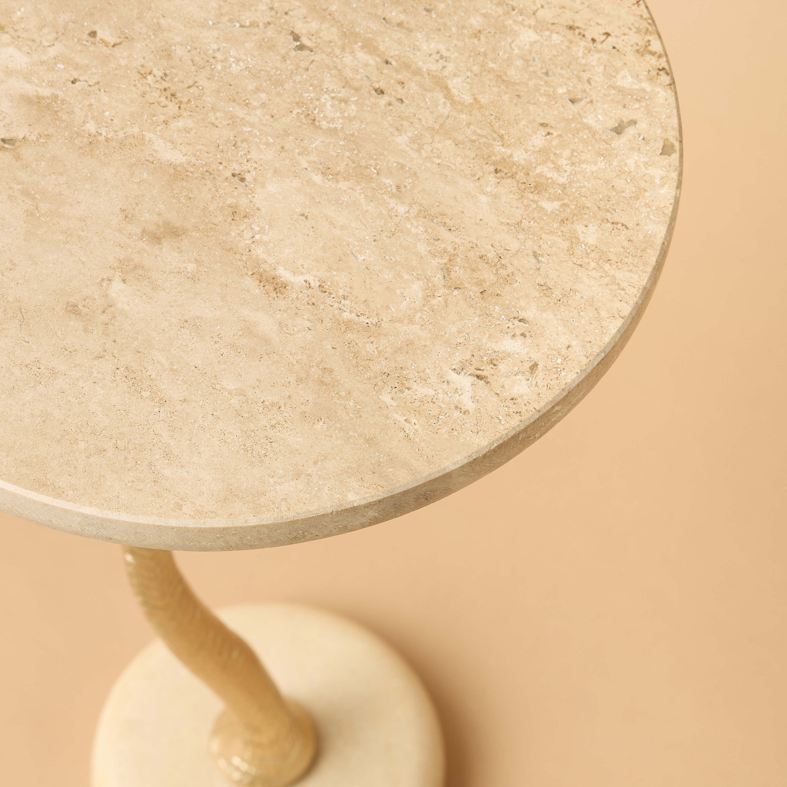 Palm Tree Pedestal Table with Travertine Base - 30x55 cms-furniture-livingroom-sideandendtables-image-3