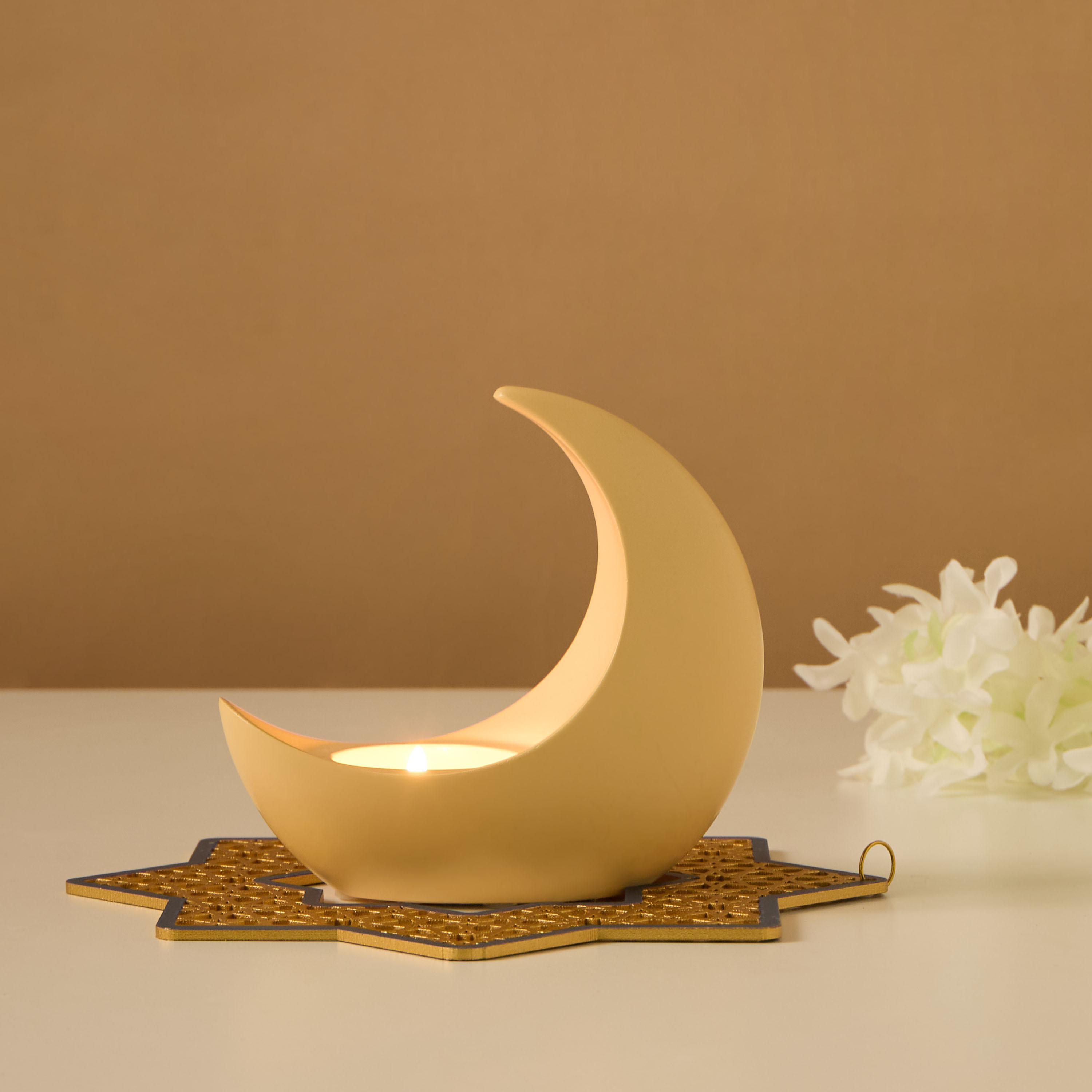 حامل شموع صغيرة بتصميم هلال- 12 سم-household-decor-candleholdersandlanterns-image-1