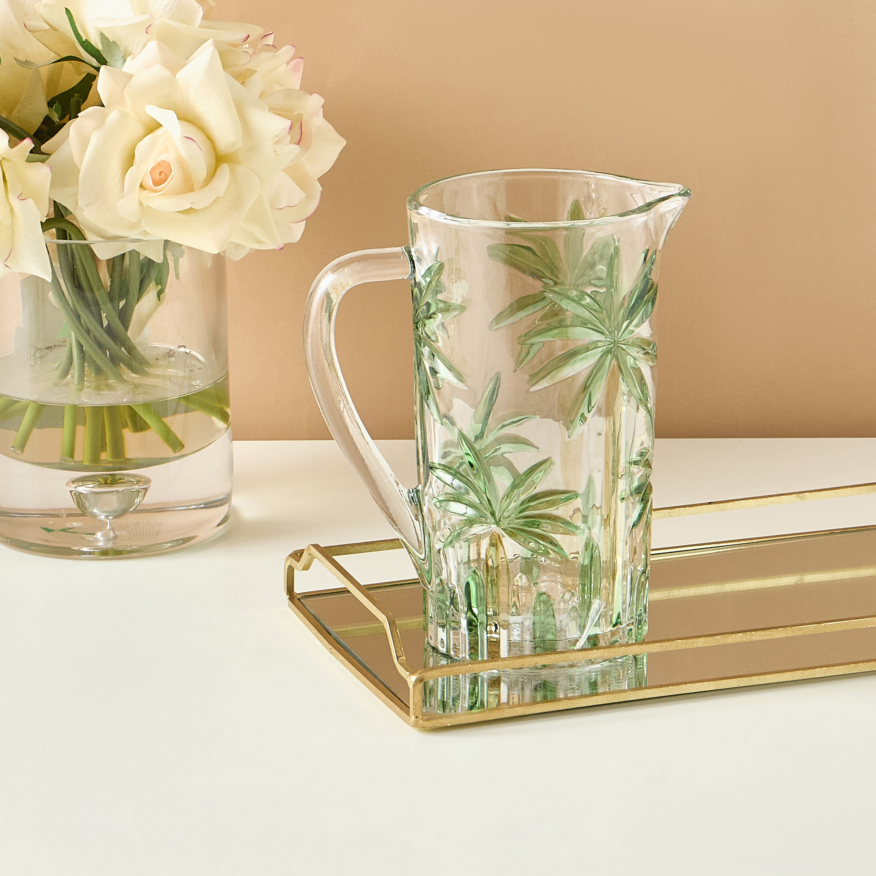 Palm Tree Glass Embossed Pitcher-CP_BESTPRICE_EXCLUSION-image-1
