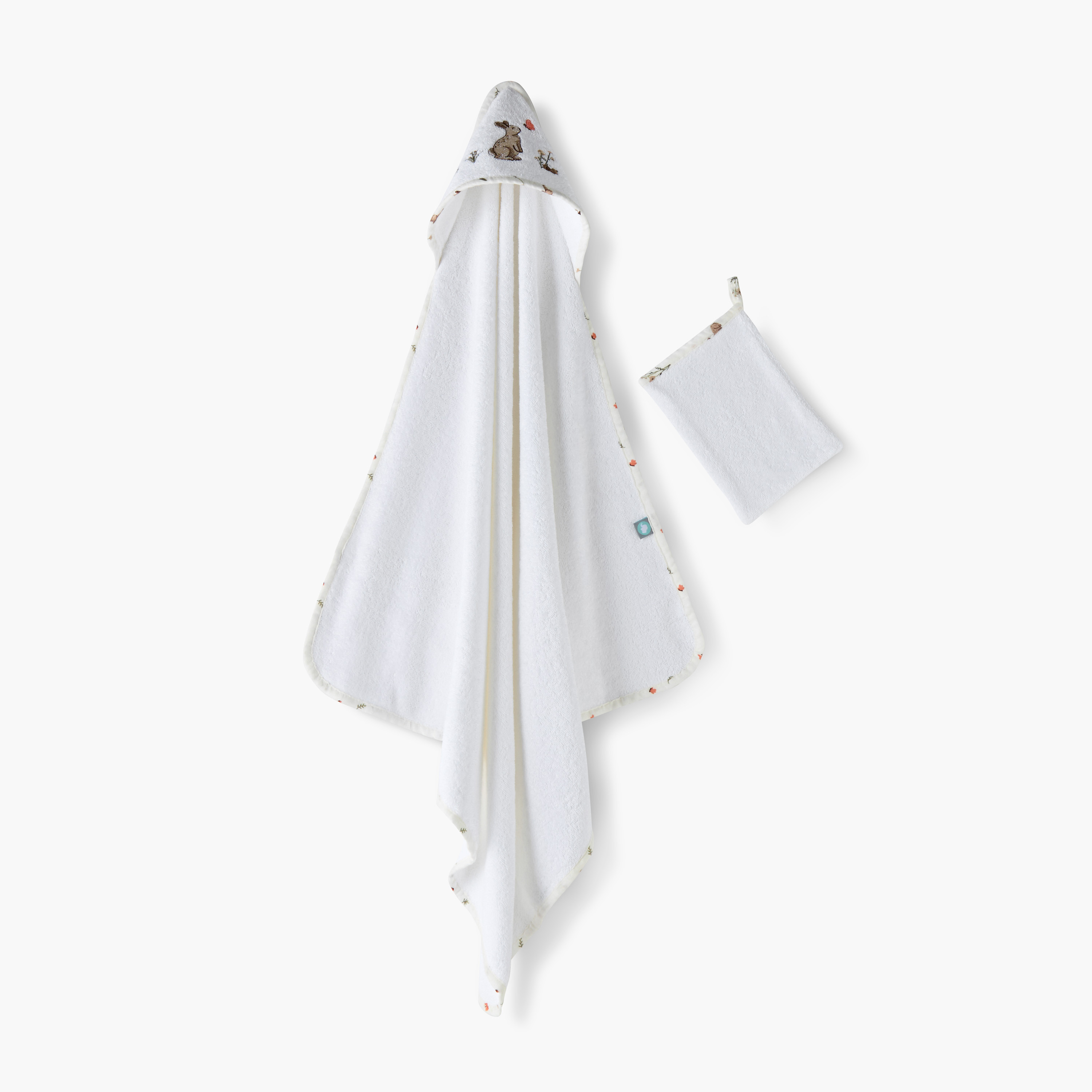 طقم منشفة بقبعة بتطريز بوني بقبعة ومنشفة وجه من فنانابيبي-baby-bathandcare-towels-image-1