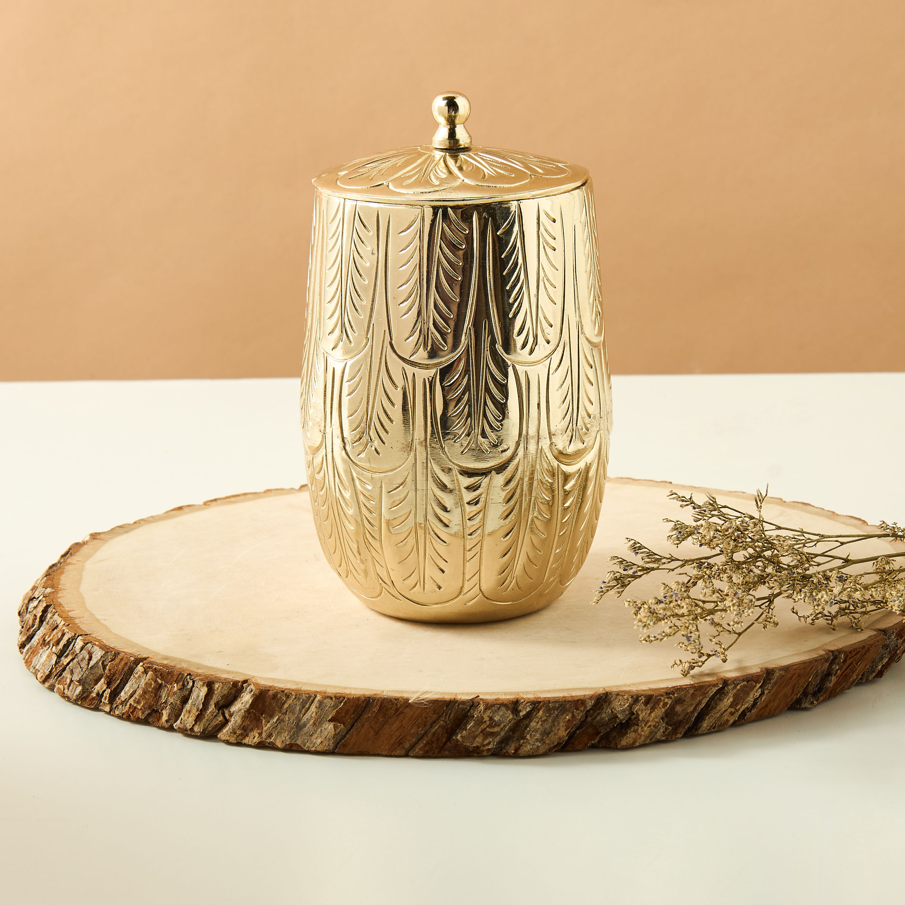 Gia Como Textured Decorative Jar - 21x25 cms-household-decor-candleholdersandlanterns-image-1