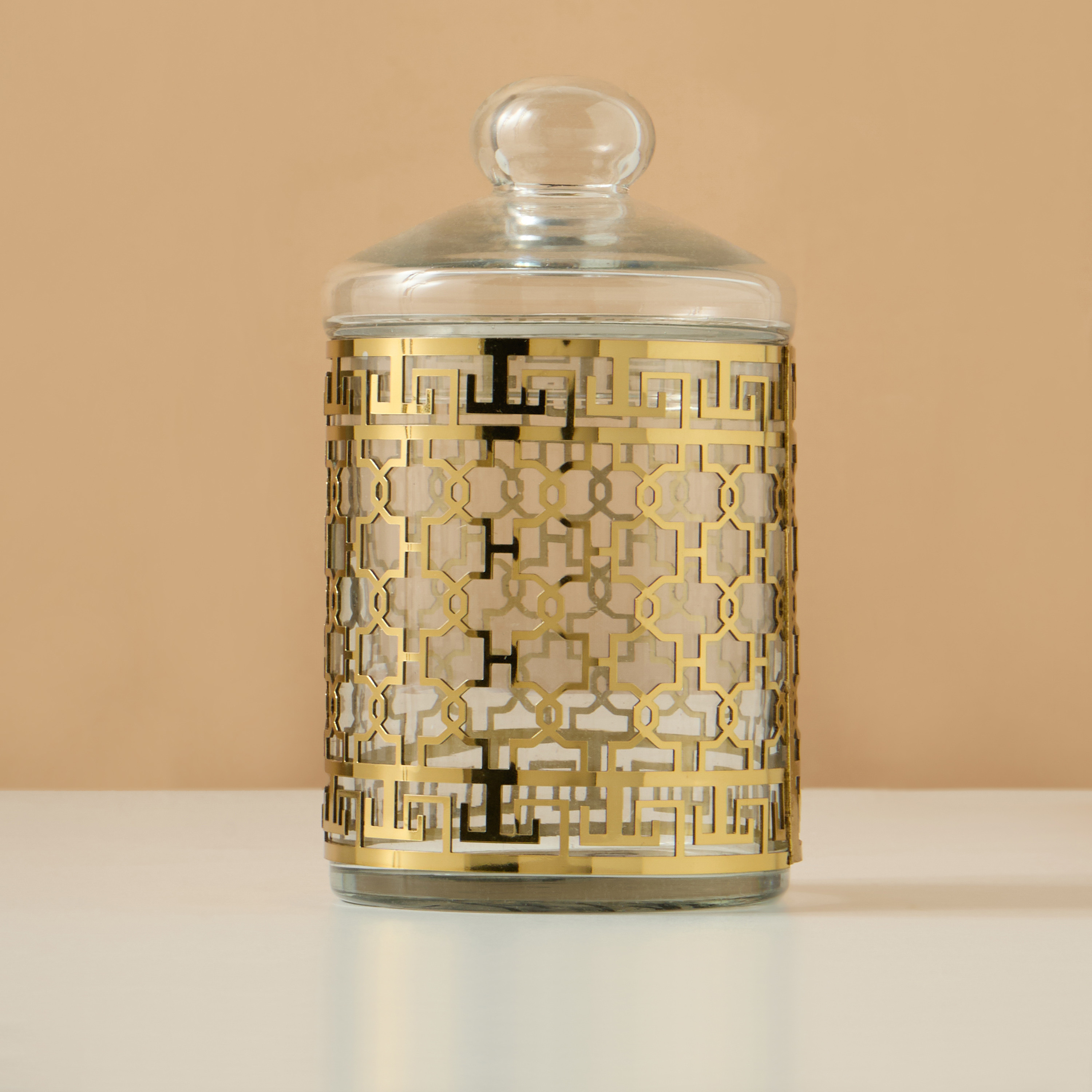 Gia Como Cutout Detail Metallic Canister with Lid-household-kitchen-foodstorage-canistersandjars-image-2