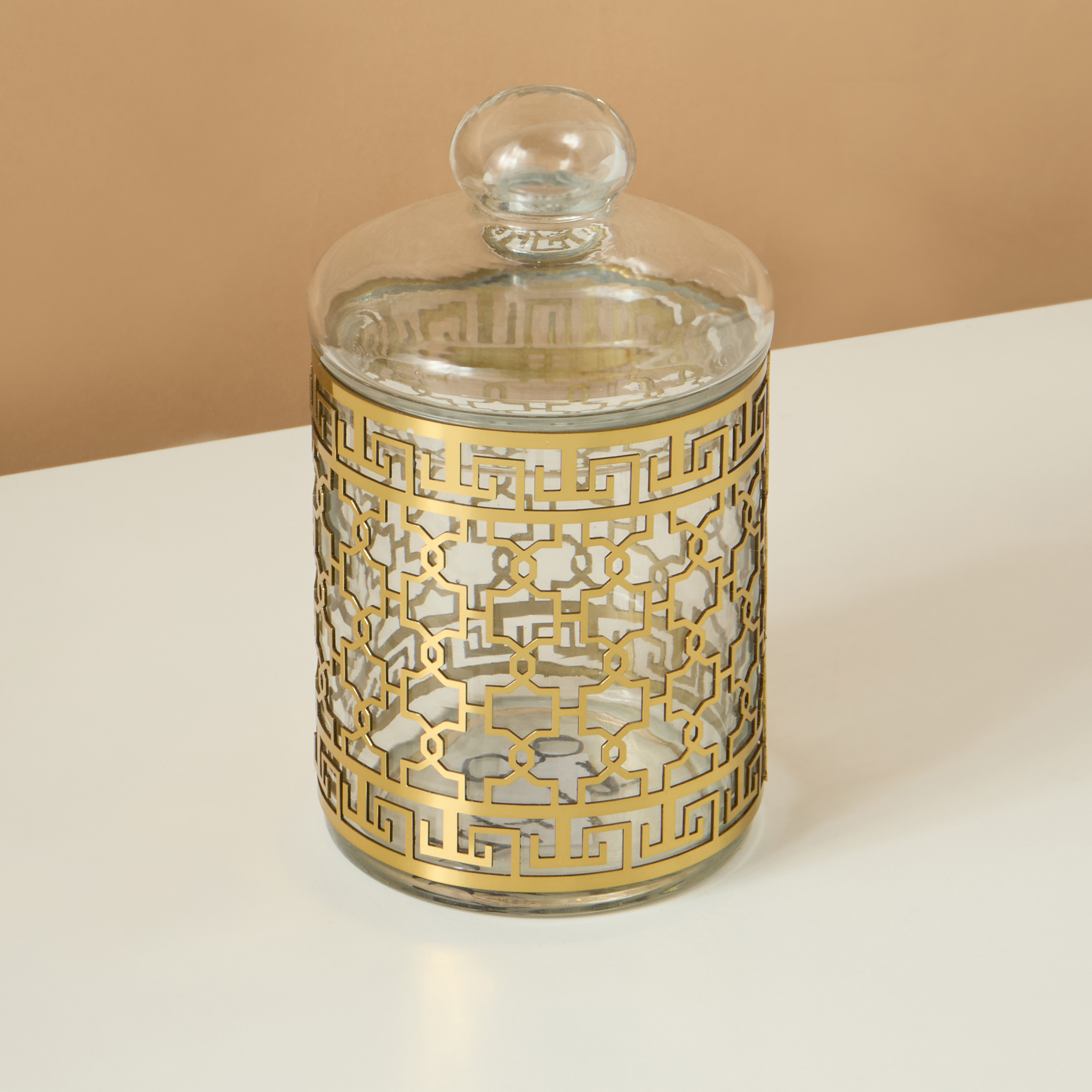 Gia Como Cutout Detail Metallic Canister with Lid-household-kitchen-foodstorage-canistersandjars-image-3