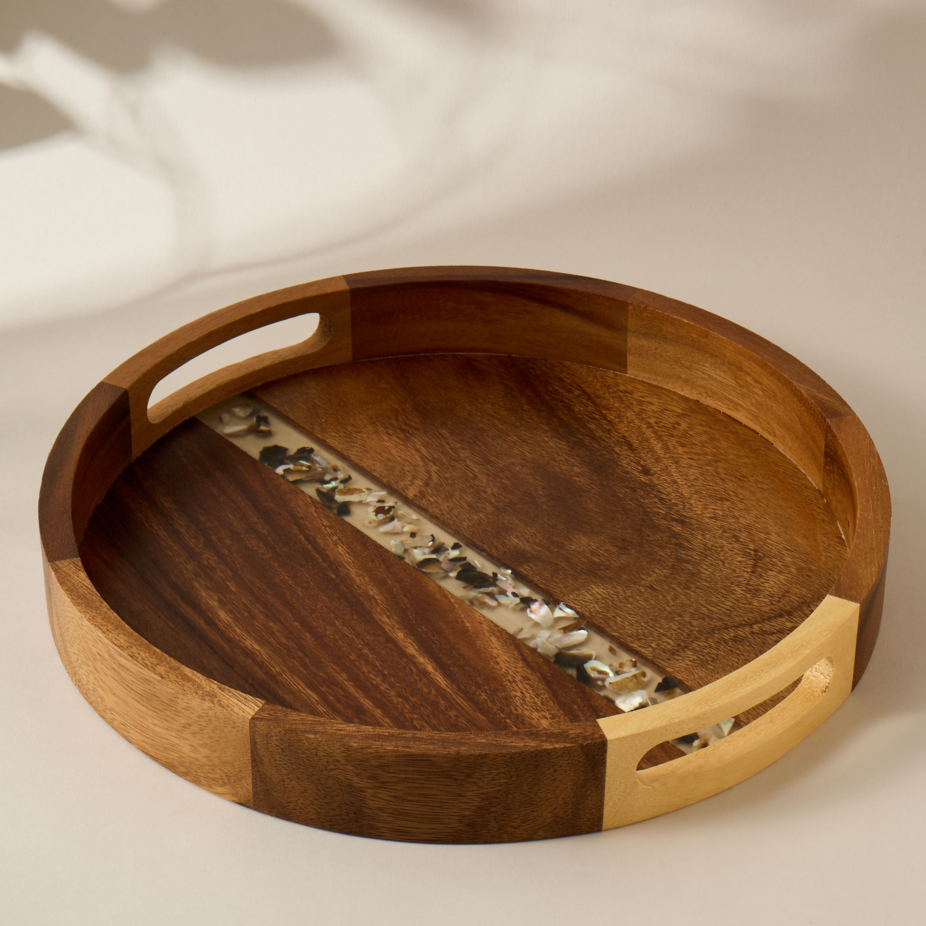 Embellished Acacia Wood Serving Tray - 33 cms-household-dining-serveware-servingtrays-image-2