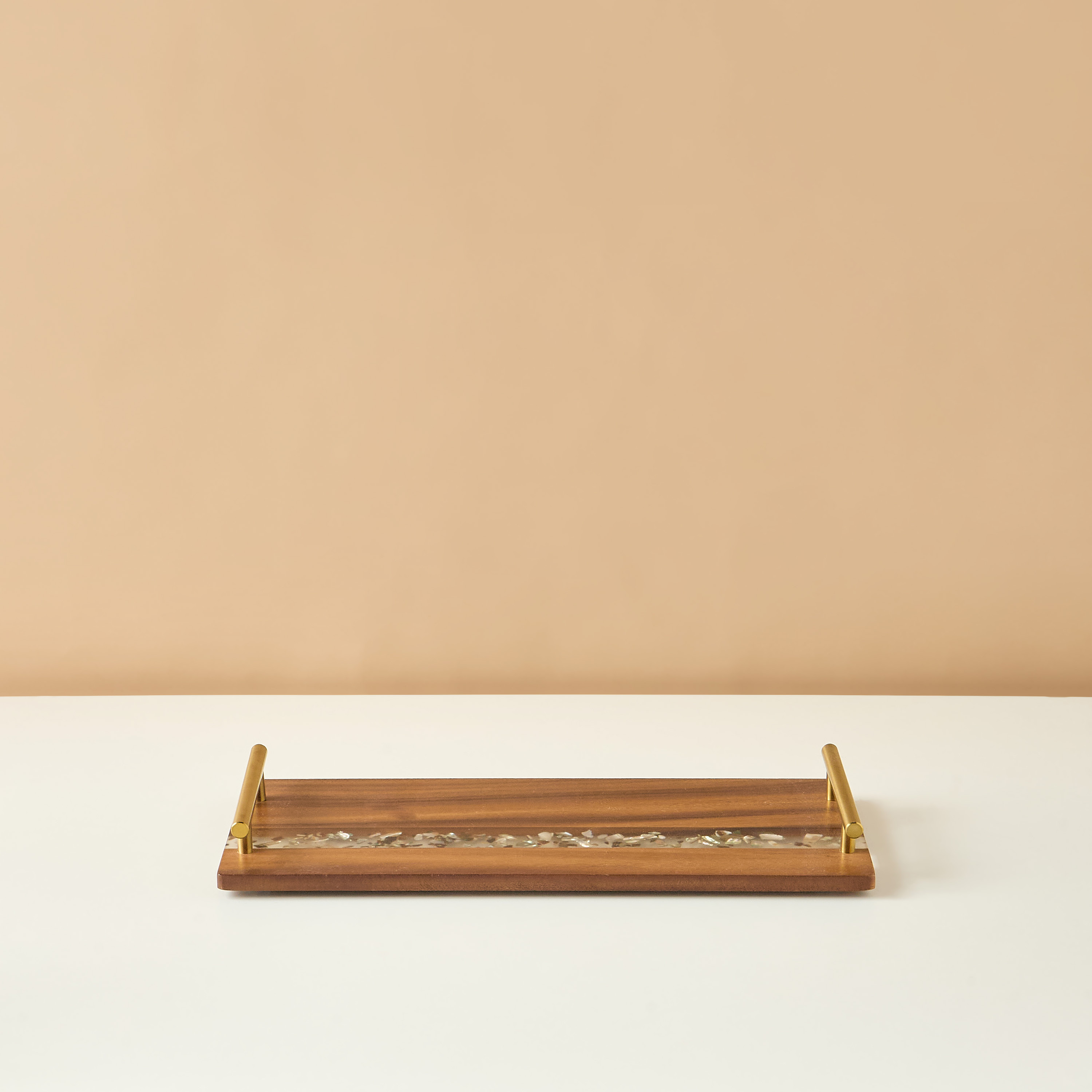 Resin Embellished Acacia Wood Serving Tray with Handles - 43x18 cms-household-dining-serveware-servingtrays-image-2