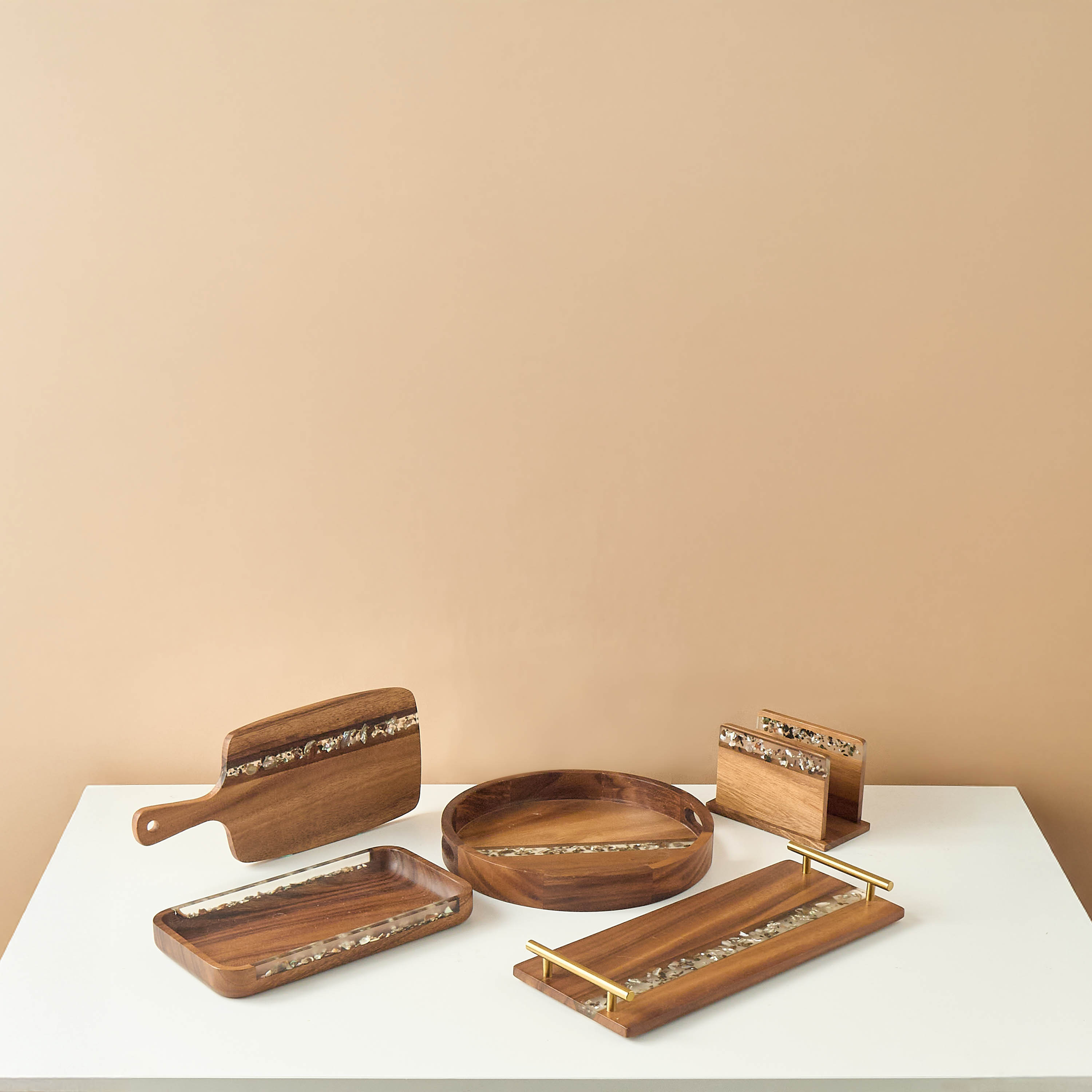 Resin Embellished Acacia Wood Serving Board - 41x18 cms-household-dining-serveware-servingtrays-image-6