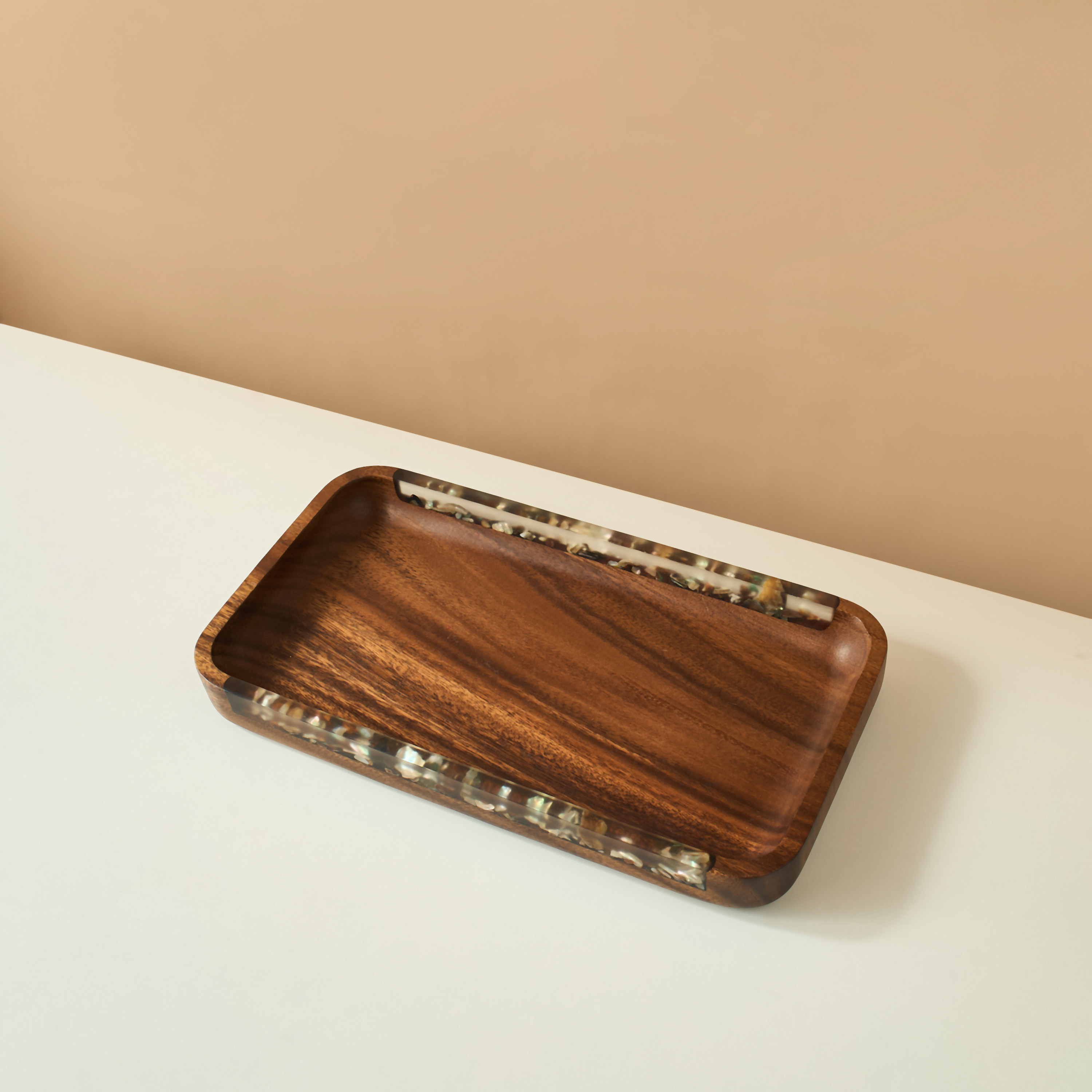 Resin Embellished Acacia Wood Serving Tray - 33x18 cms-household-dining-serveware-servingtrays-image-3