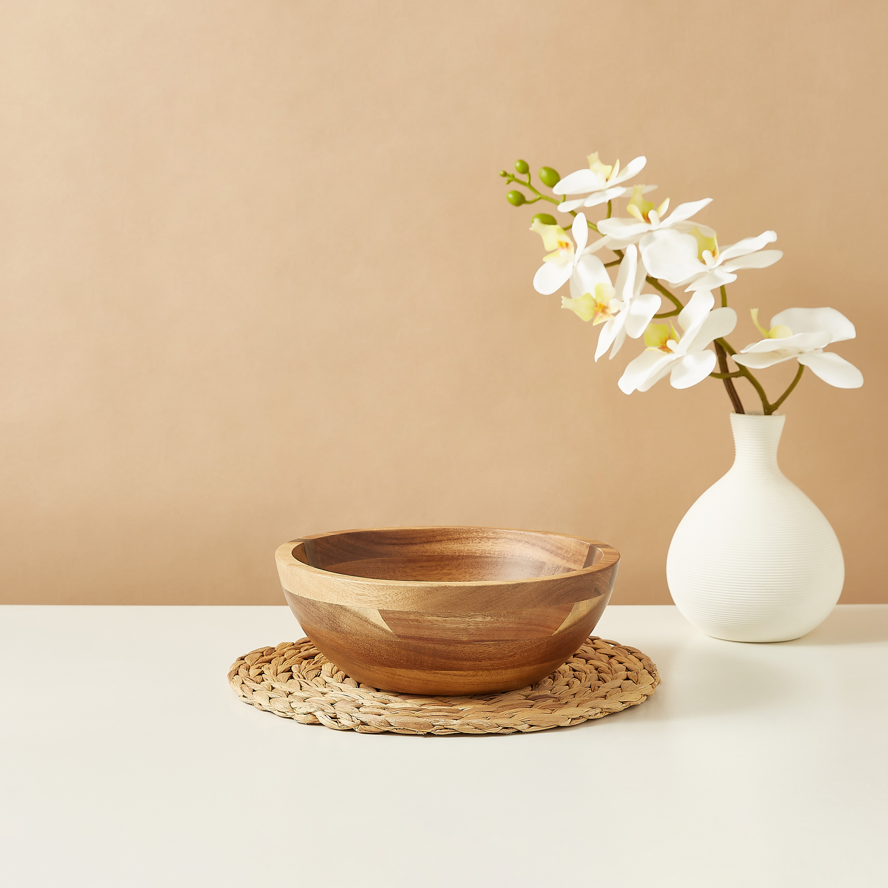 Resin Acacia Wood Salad Bowl - 24 cms-household-dining-dinnerware-bowls-image-1