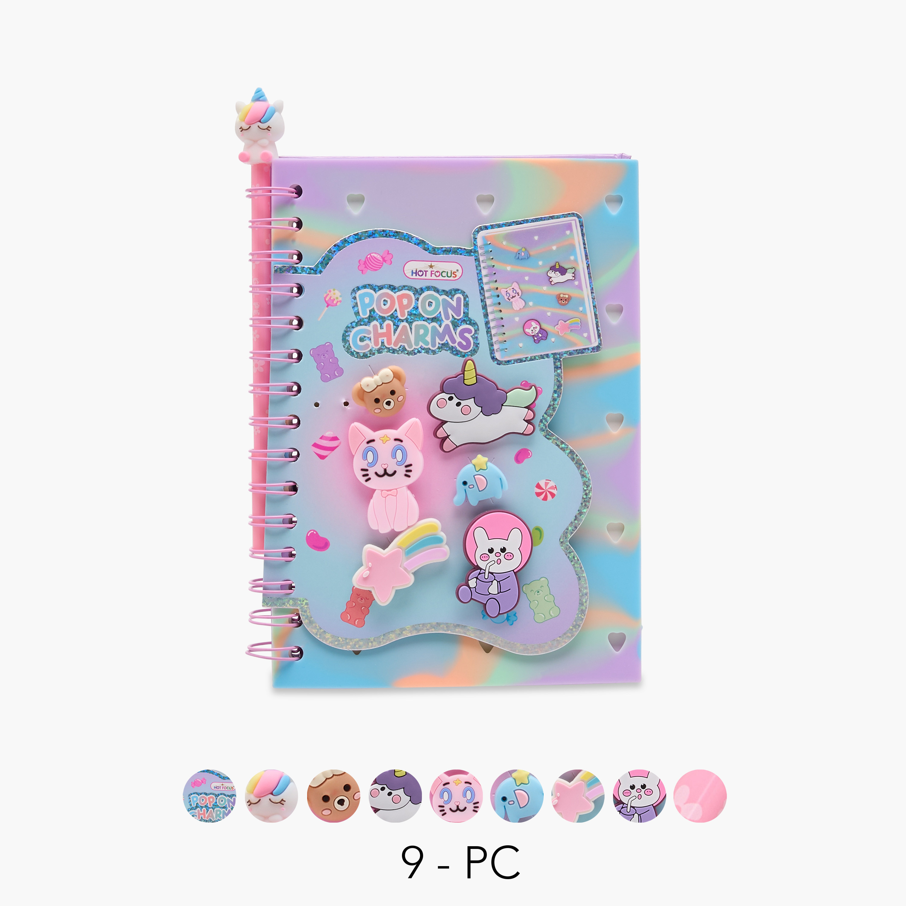 Hot Focus Pop On Charms Stationery Set-school-stationery-sets-image-1