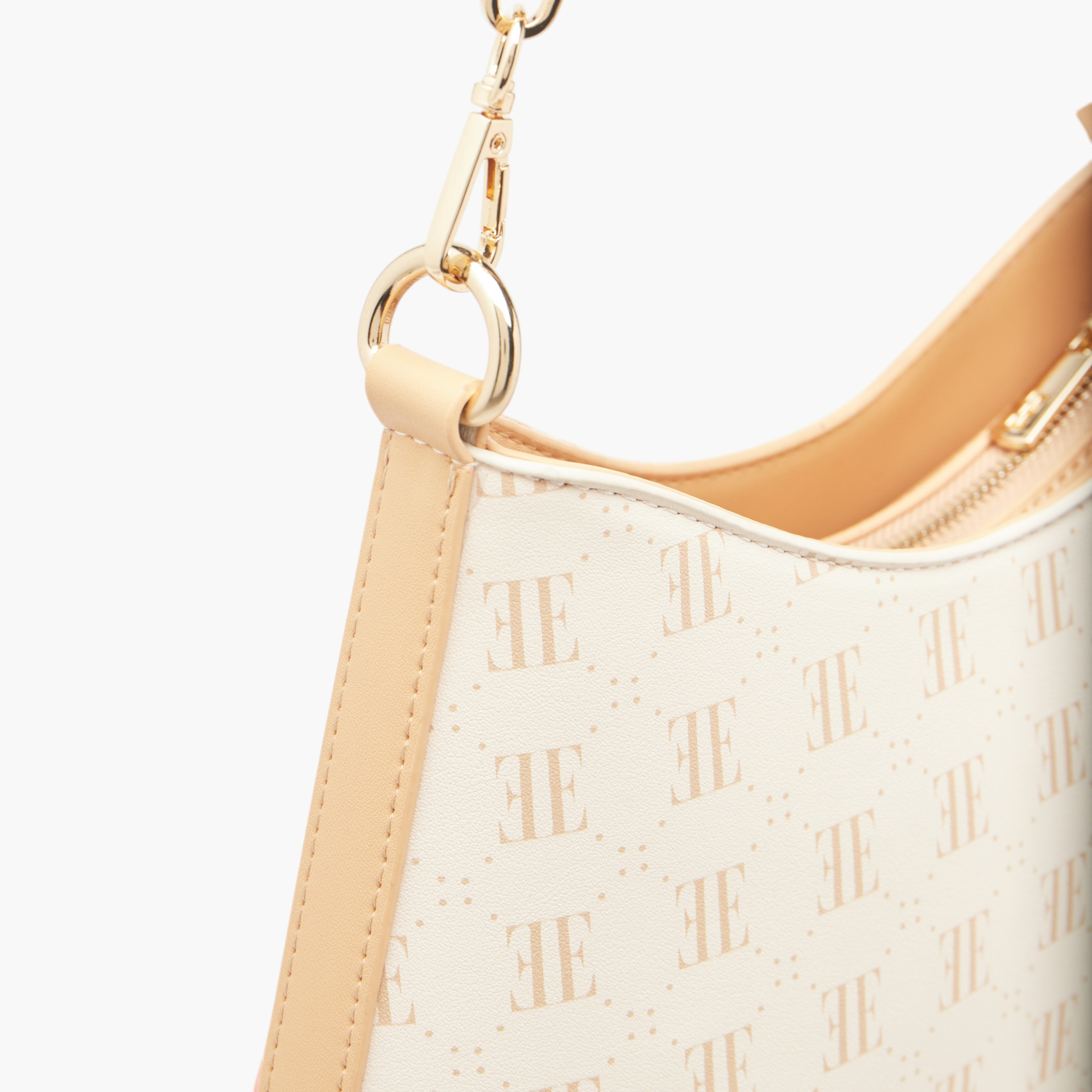 Elle Monogram Print Shoulder Bag with Zip Closure and Adjustable Strap-women-bagsandwallets-handbags-image-5