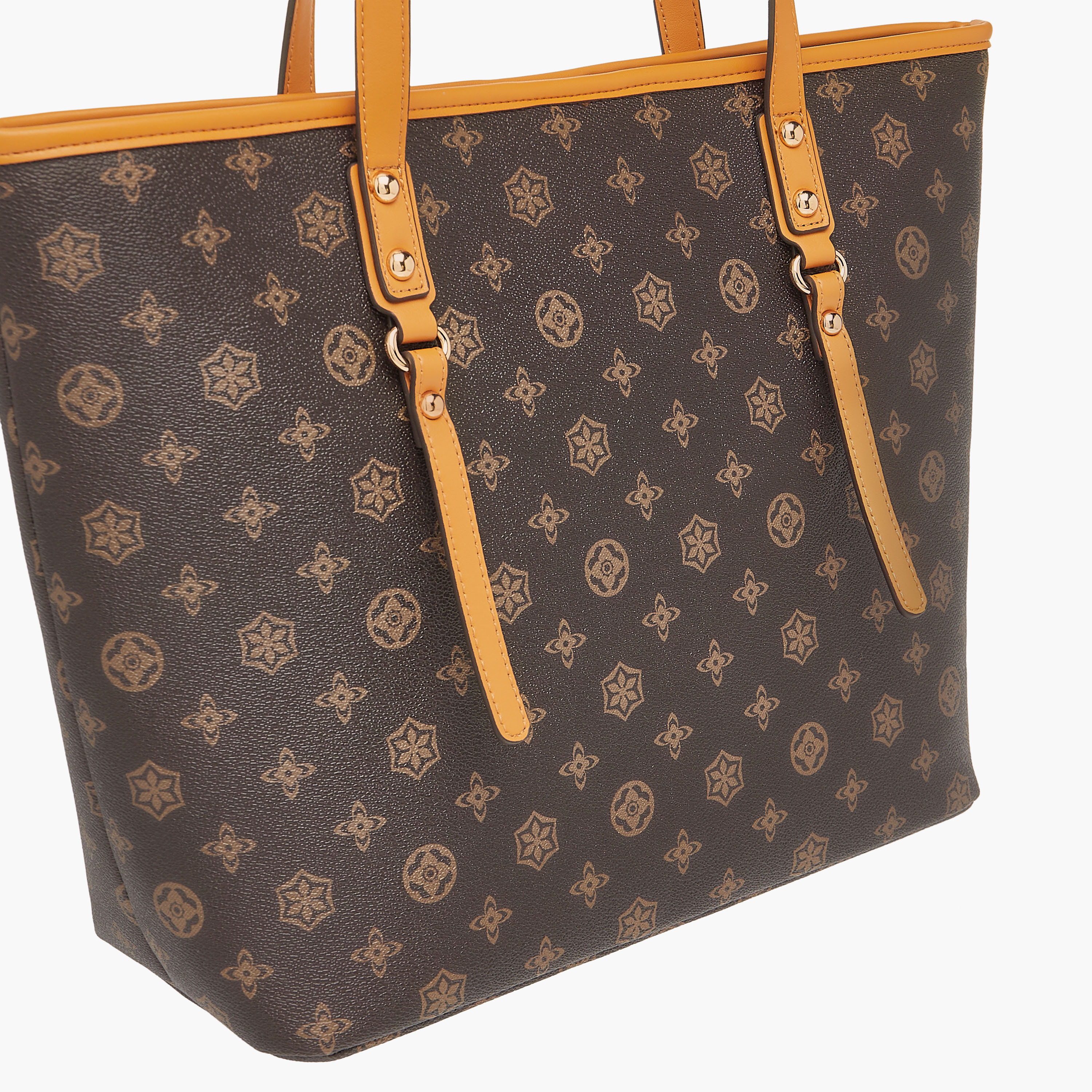 Sasha Monogram Print Tote Bag with Handles and Snap Button Closure-women-bagsandwallets-handbags-image-5