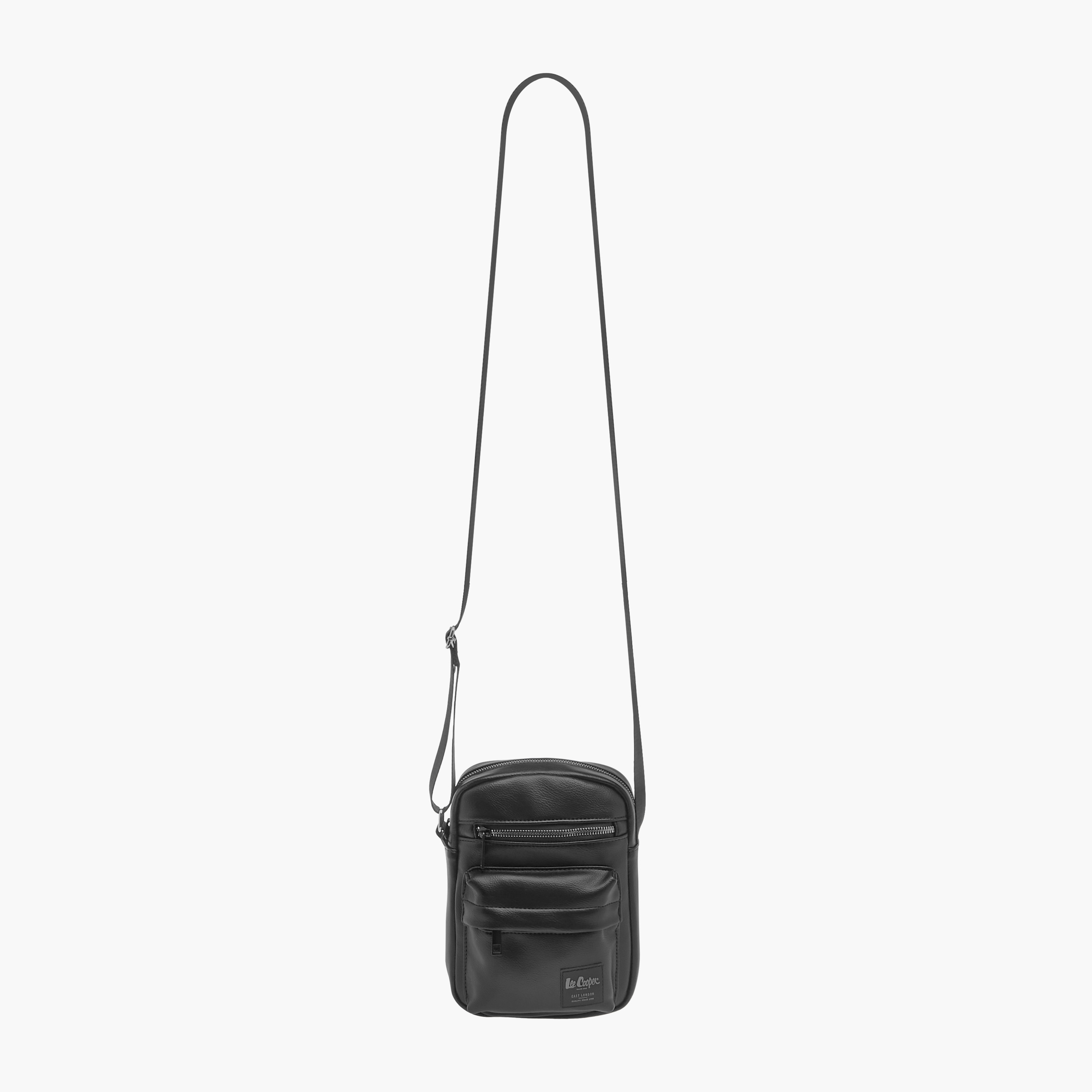 Lee Cooper Textured Crossbody Bag with Adjustable Strap and Zip Closure-men-bags-image-2
