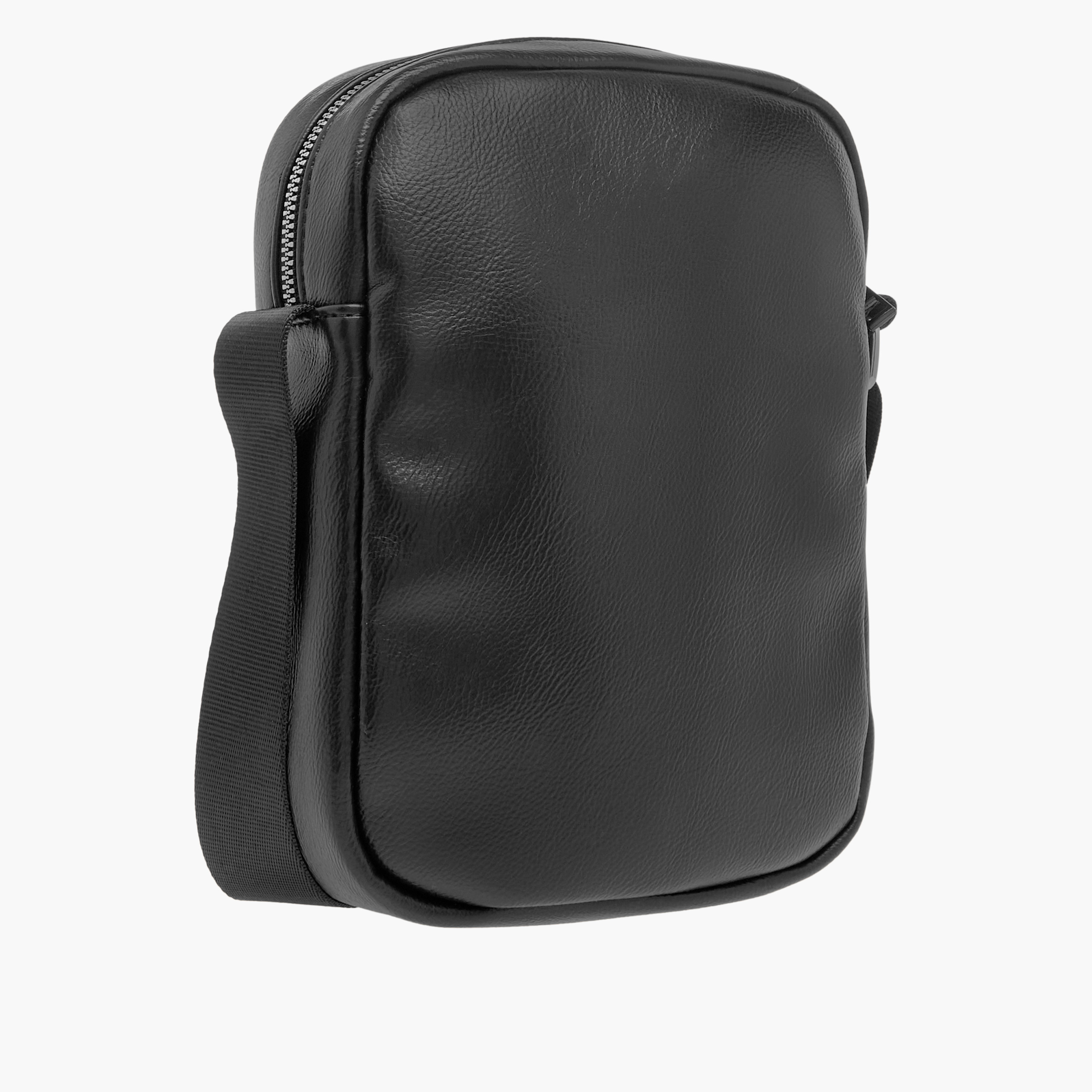 Lee Cooper Textured Crossbody Bag with Adjustable Strap and Zip Closure-men-bags-image-3