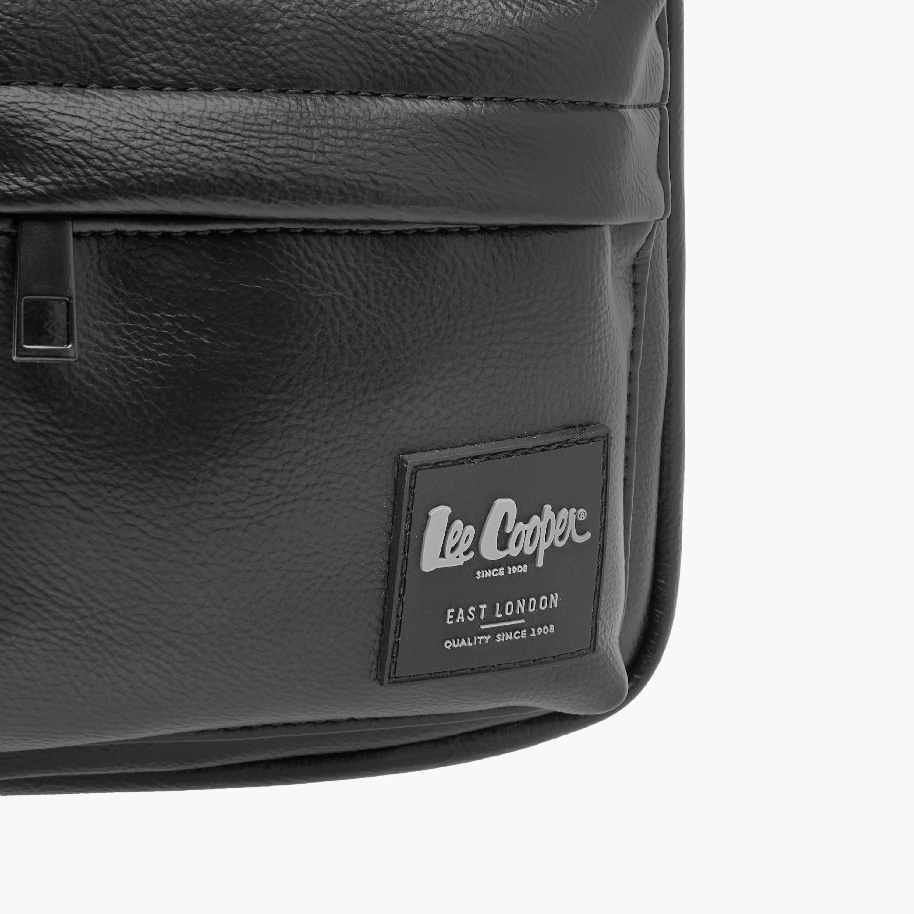 Lee Cooper Textured Crossbody Bag with Adjustable Strap and Zip Closure-men-bags-image-4