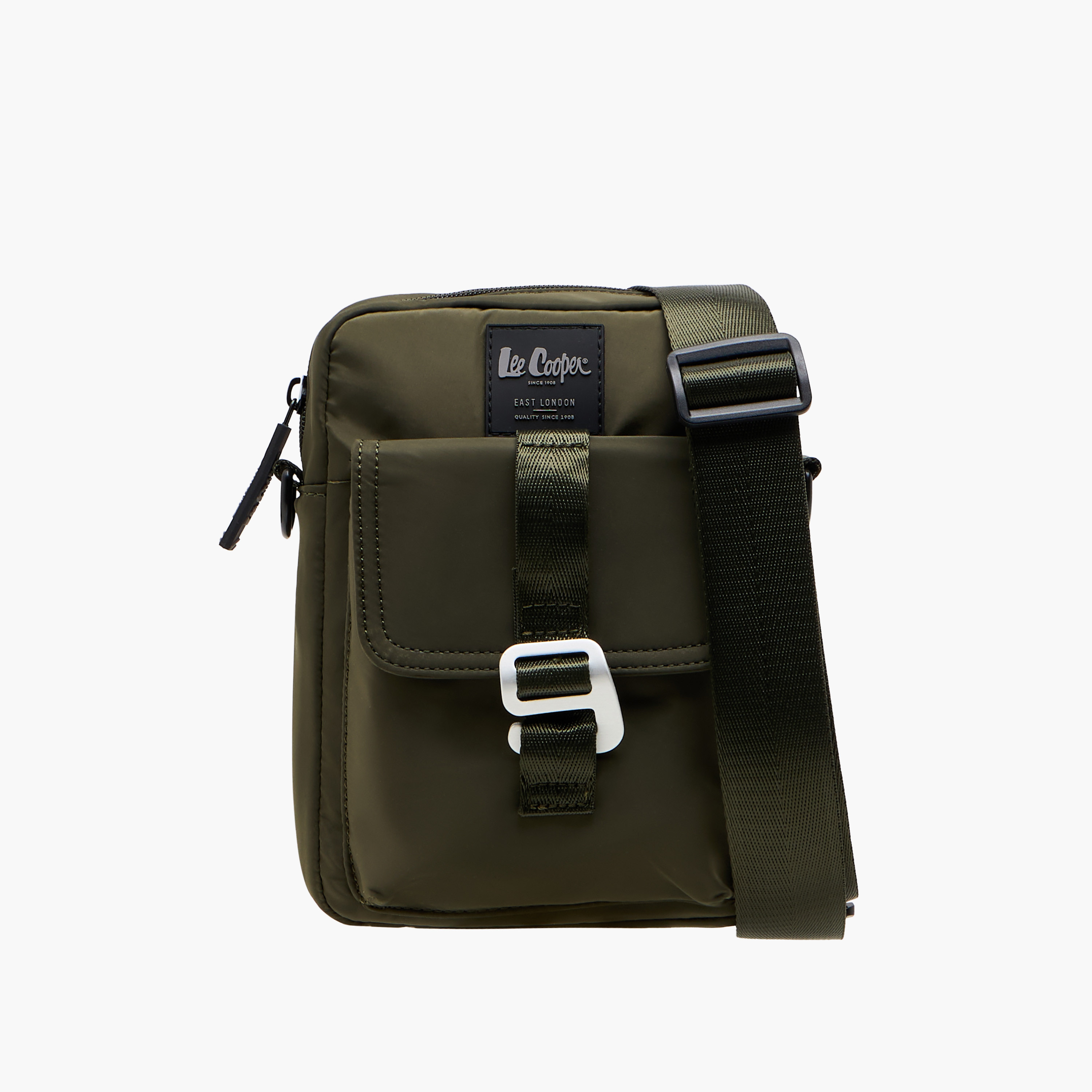 Lee Cooper Solid Crossbody Bag with Zip Closure and Adjustable Strap-women-bagsandwallets-handbags-image-1