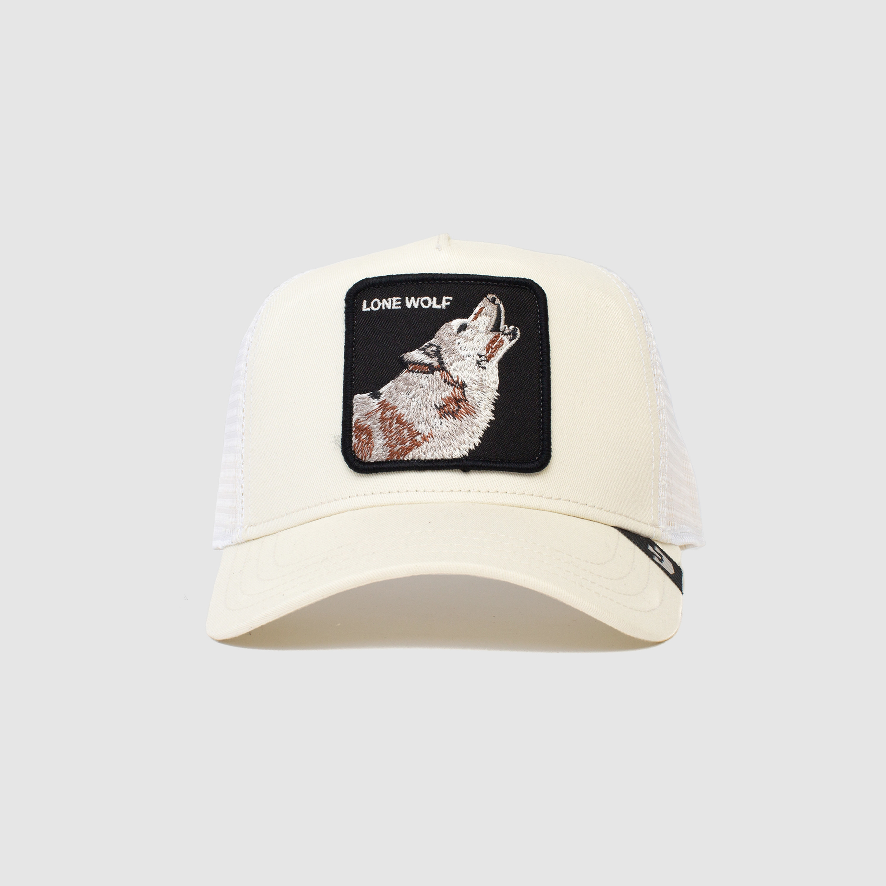 قبعة سائق شاحنة مطرزة باللون الكريمي مع قفل بلاستيكي خلفي من جورين-women-clothingaccessories-capsandhats-image-1