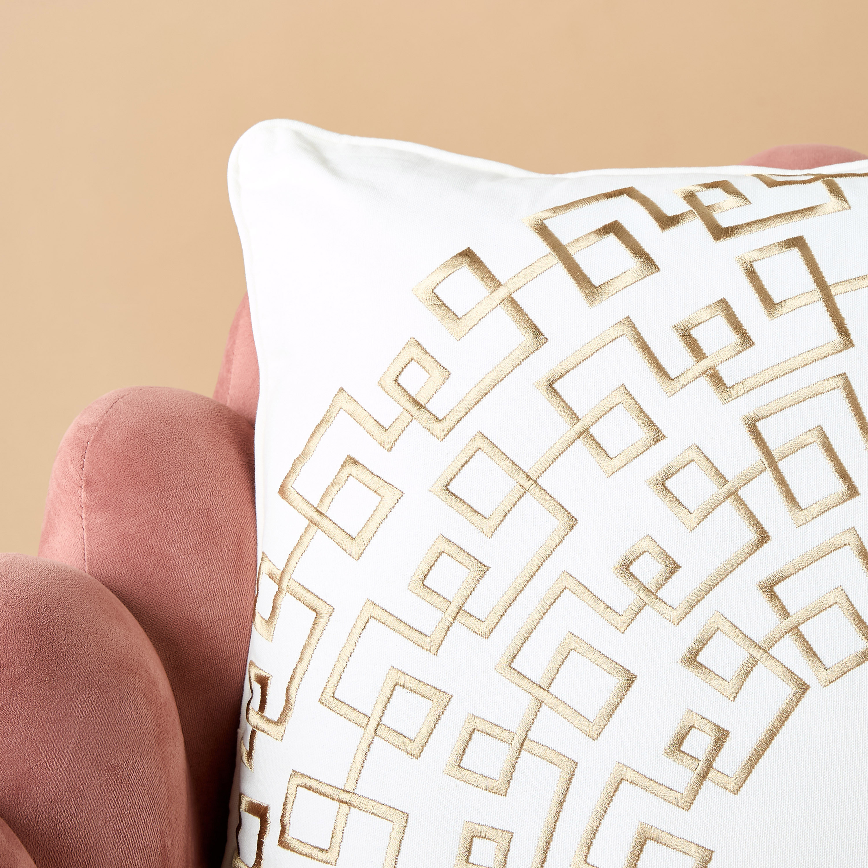 Gia Como Embroidered Cotton Filled Cushion - 50x50 cms-household-cushionsandthrows-filledcushions-decorativecushions-image-3